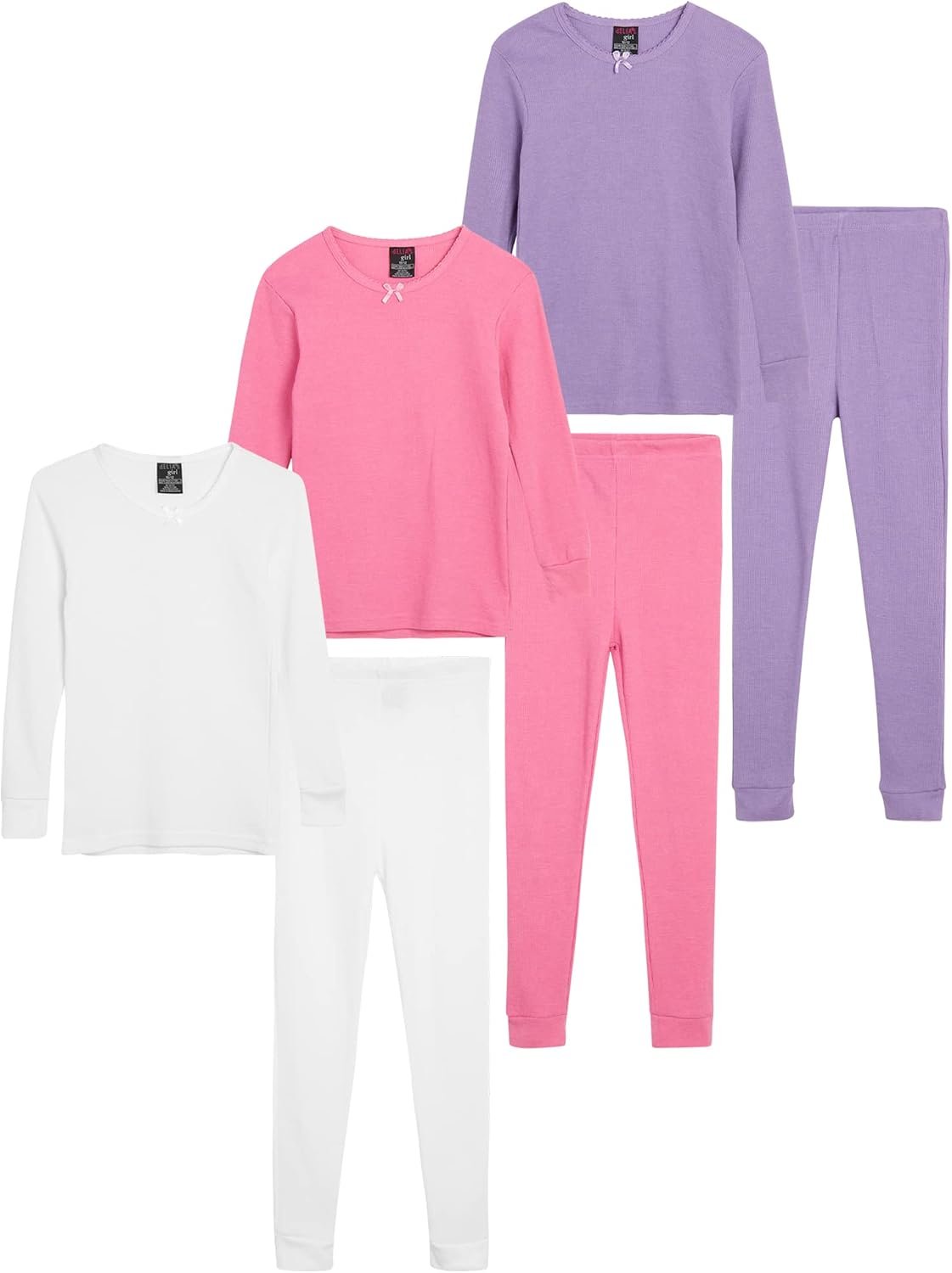 dELiA*s Girls Thermal Underwear Set 6 Piece Waffle Knit Thermal Long Johns | Cozy Warm Base Layer, Soft Stretch Fabric Traps Body Heat, Wear Under Clothes for Sleep and Chilly Winter Days