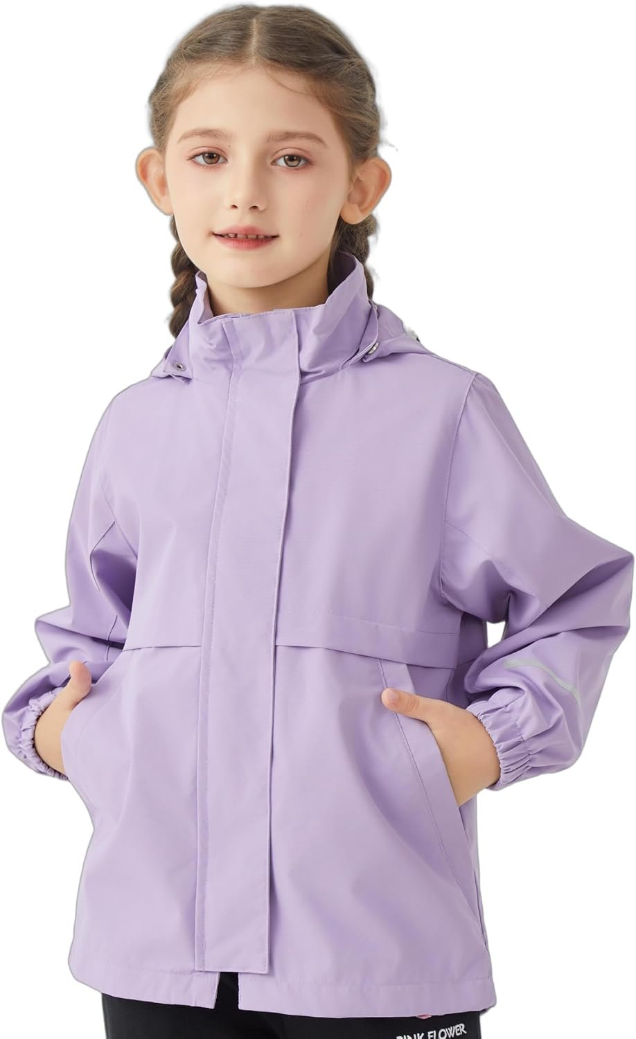 Boys Girls Soft lining Hooded Rain Jacket | Lightweight windbreaker rain coat, Elastic cuff & detachable hood, Perfect for kids daily school trip or rainy day.