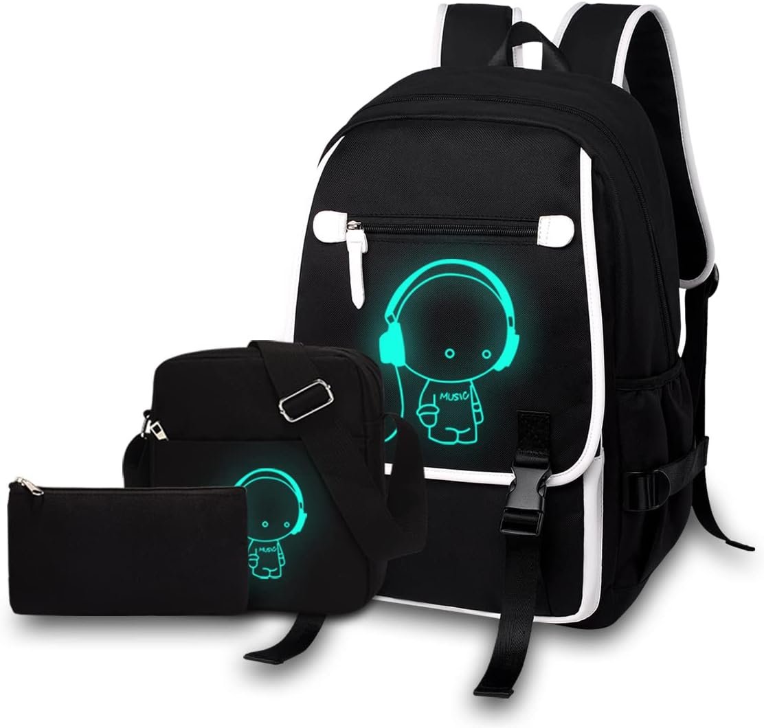 Asge Large 3 Piece Backpack Set – Boys & Girls Teenage Reflective Waterproof School Satchel for Travel & Outdoor