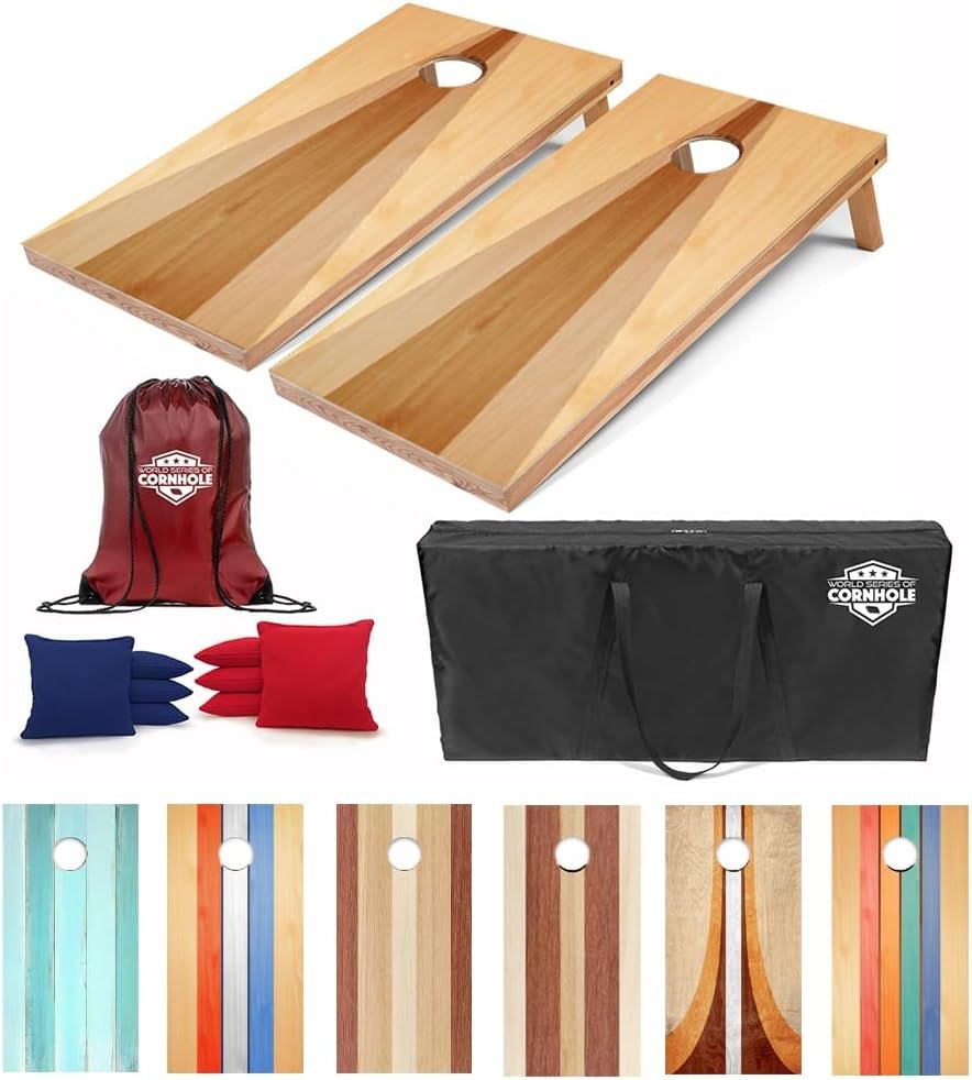 World Series of Cornhole Regulation Size Cornhole Boards – Lightweight & Durable All-Wood Construction | Backyard Bean Bag Toss Set | Outdoor Game for Tailgates & BBQs