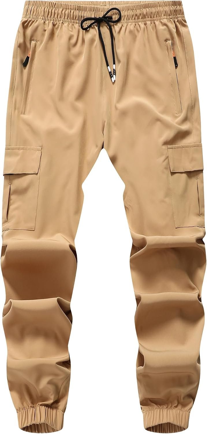Boy’s Cargo Joggers Pants Youth Quick Dry Hiking Lightweight Pants for Sports Outdoor with Zipper Pockets