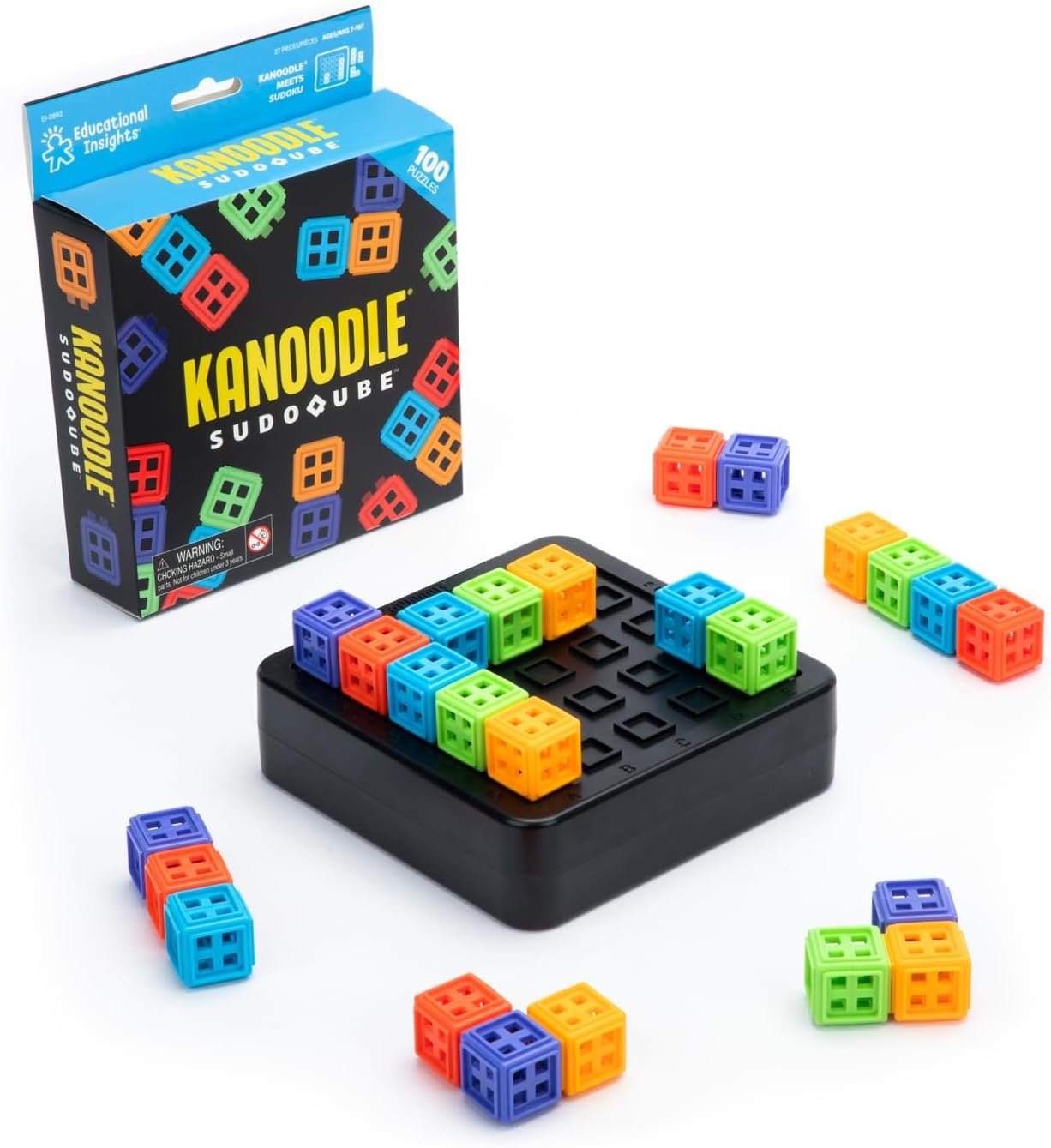 Educational Insights Kanoodle SudoQube – 3D Brain Teaser Puzzles for Kids Ages 8-10, Travel-Friendly Pocket Sudoku Game, Brain Games for Adults, Teens, and Kids, Single Player Puzzle Games