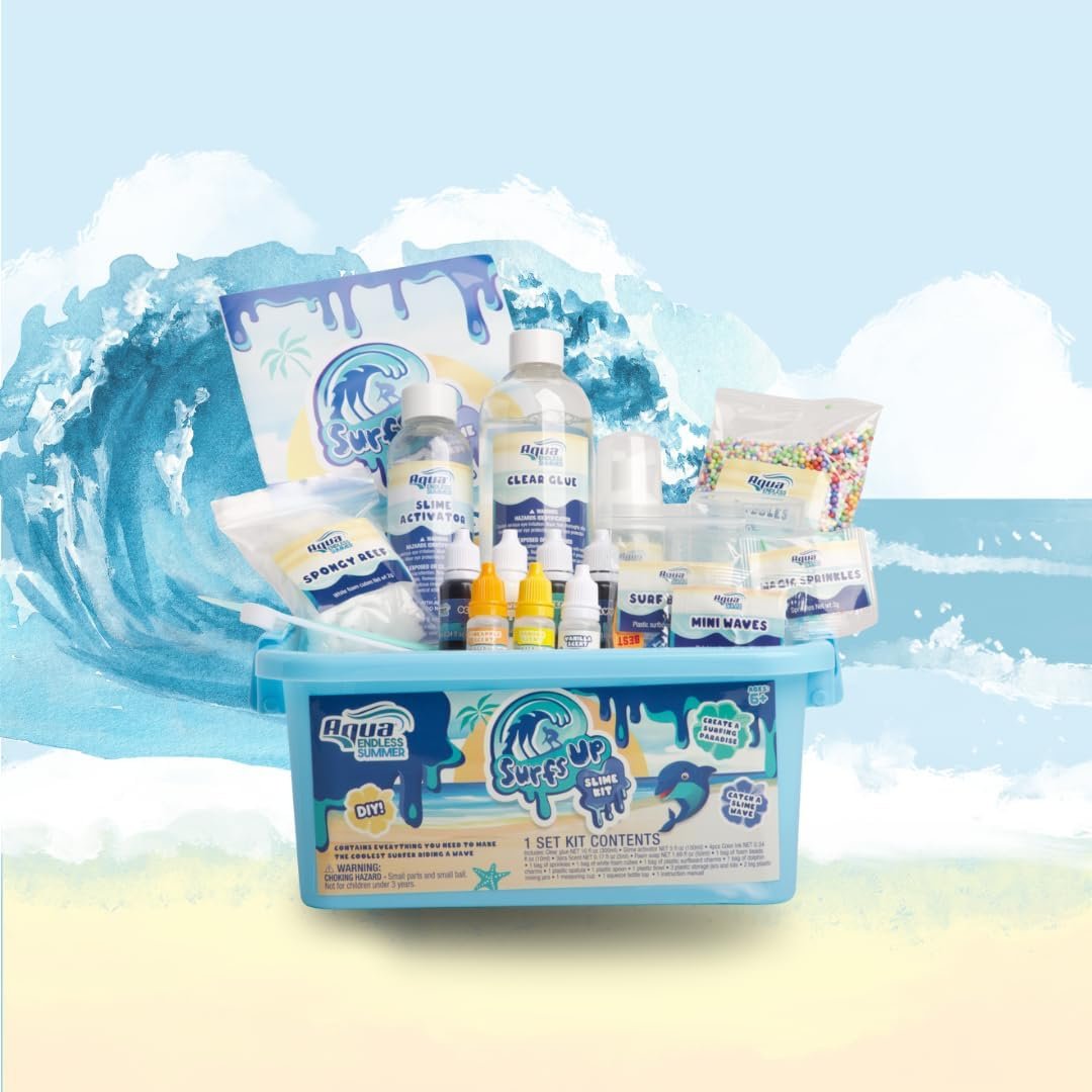 Aqua Endless Summer Surf’s Up DIY Slime Kit – Beach and Surf-Themed STEM Activity with Summer Vibes
