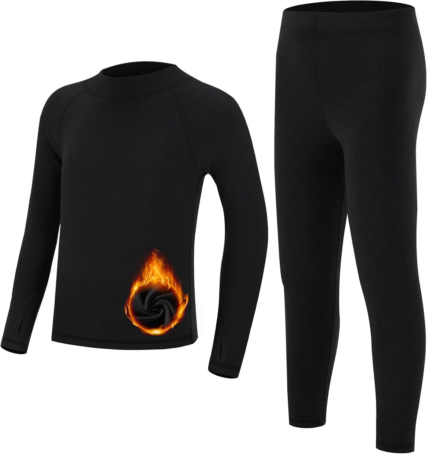 Runhit Boys Thermal Underwear Set Youth Kids Long Johns Boy Base Layer Soft Thermal Pants Fleece Lined Long Sleeve Shirt