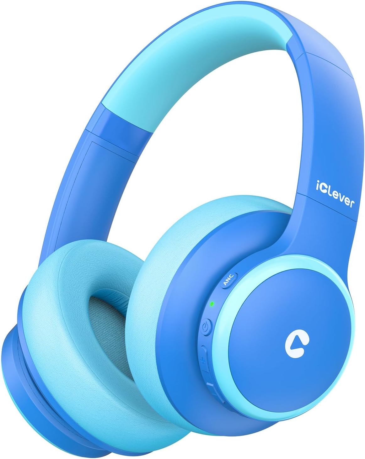 iClever BTH26 Active Noise Cancelling Headphones for Kids, 60H Playtime | SafeSound Tech 3.1, USB C Fast Charging, Bluetooth5.4, Kids Bluetooth Headphones, with Mic AUX Cord for iPad Airplane, Blue