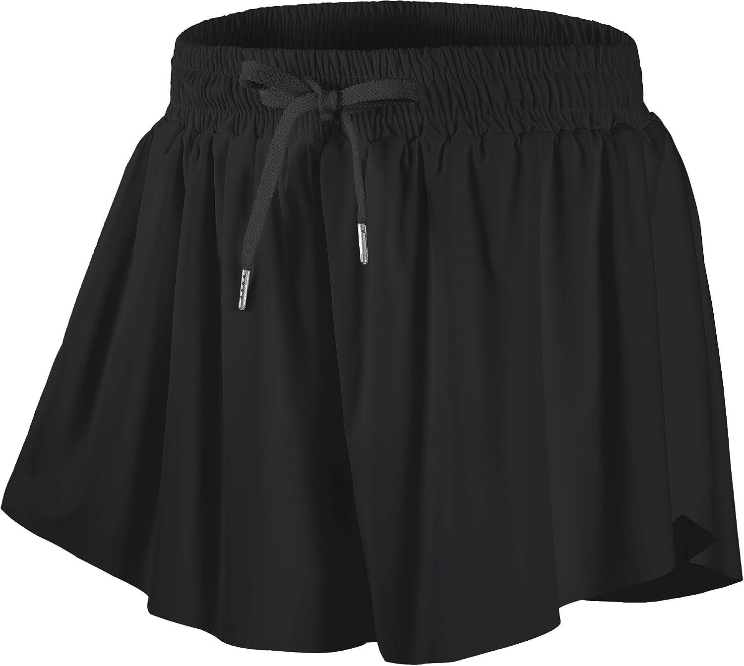 DIPUG Girls Butterfly Shorts with Pocket 2-in-1 Flowy Athletic Cheer Skorts | Girl Short with Spandex Liner for Teens Kids Running Dance Gymnastics Sports Tennis Workout 5-16Y 1 or 3 Pack