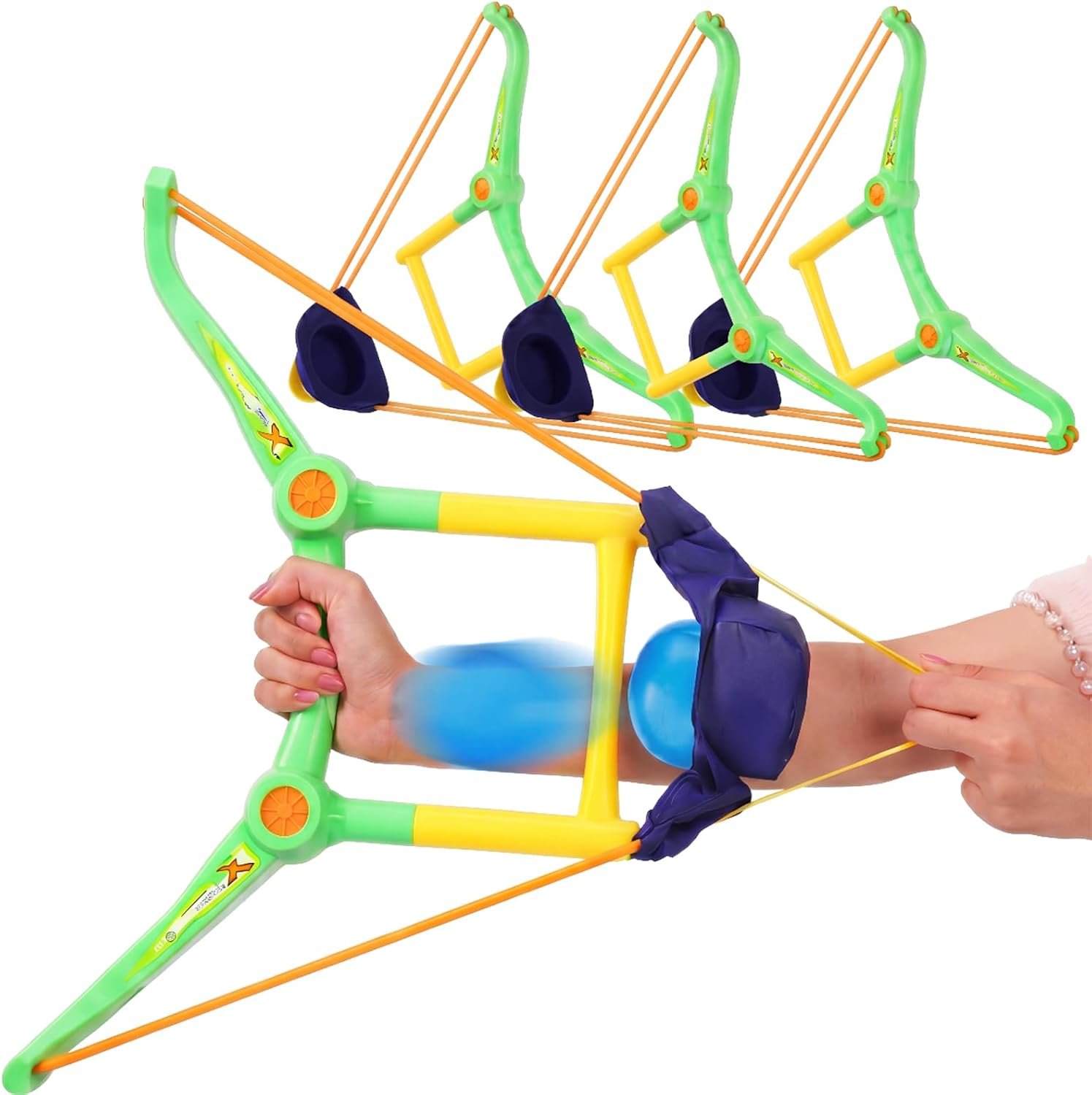 Soulchen 4 Pack Water Balloon Launcher Slingshots, Hand-held Launcher Summer Toys for Kids Outdoor Pool Beach Water Game for Boys, Girls, Teens, Adults Backyard Fight Play