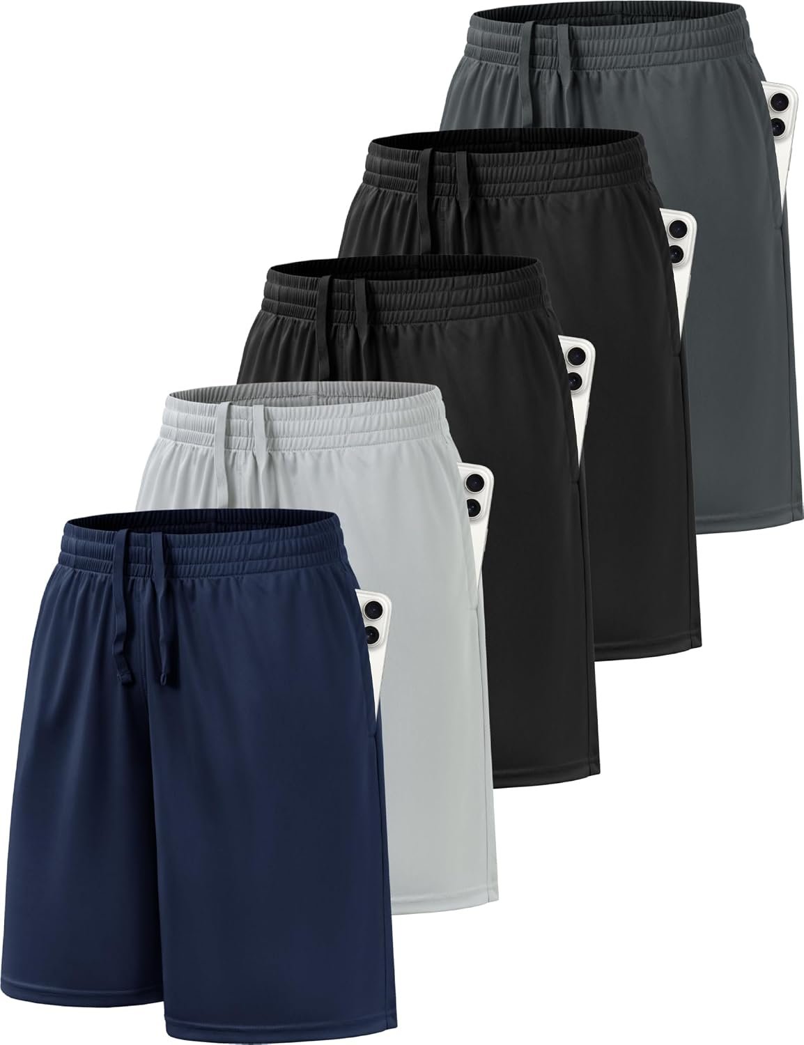 BVNSOZ Boys Basketball Athletic Shorts with Pockets | Elastic Waistband, Quick Dry, Moisture Wicking, Active Performance, Soccer, Outdoor, Running, Gym, Youth, Teen, Kid Clothes