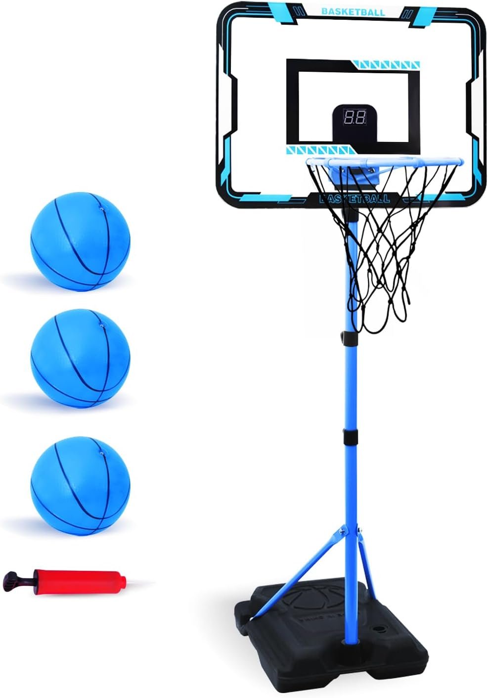 Kids Basketball Hoop, Adjustable Height Toddler Basketball Hoop Stand, Indoor Outdoor Basketball Goal Toy for Boys Girls Ages 3~8 Years Old, Includes 3 Balls, Ideal for Birthday Gift