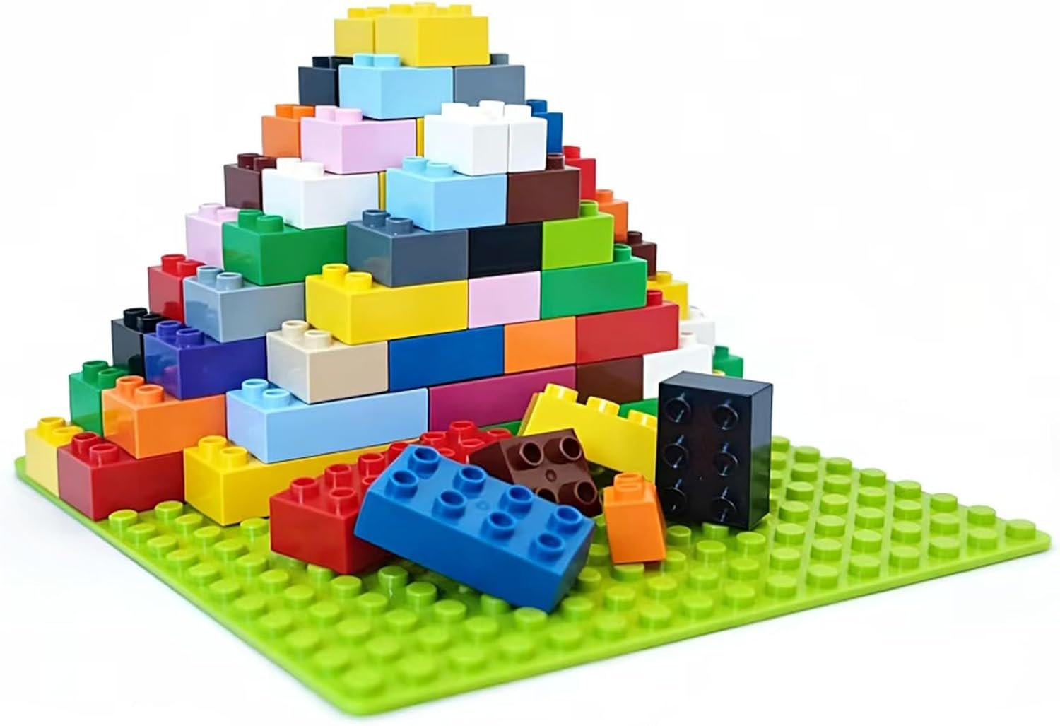 Building Blocks Set for Kids with Baseplate Big Building Bricks 101Pcs Classic Bulk Sensory Toy for Kids Toddlers Boys Girls 15 Random Colors Birthday Gift Compatible with Lego All Major Brand