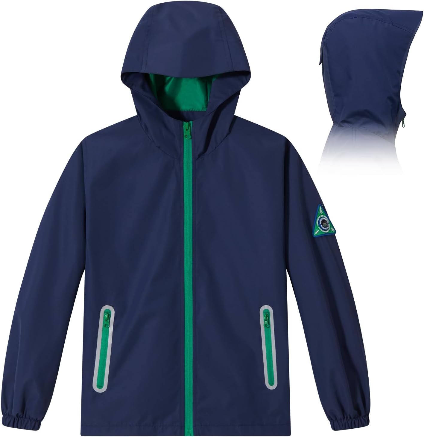 Kids Rain Jacket with Air Vents Mesh Lined, Hooded Raincoats with Extended Brim for Boys Girls