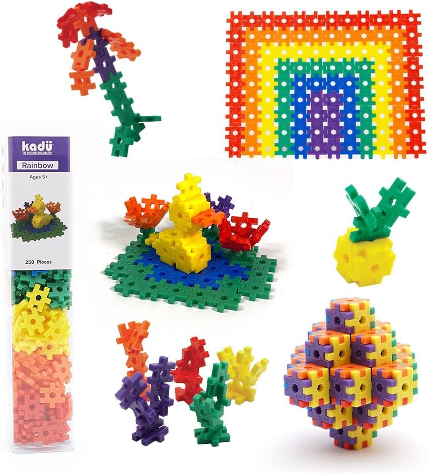 KADU Rainbow 250 Piece Set – STEM/STEAM Building + Construction Toy, for Open + Imaginative Play Ages 5+