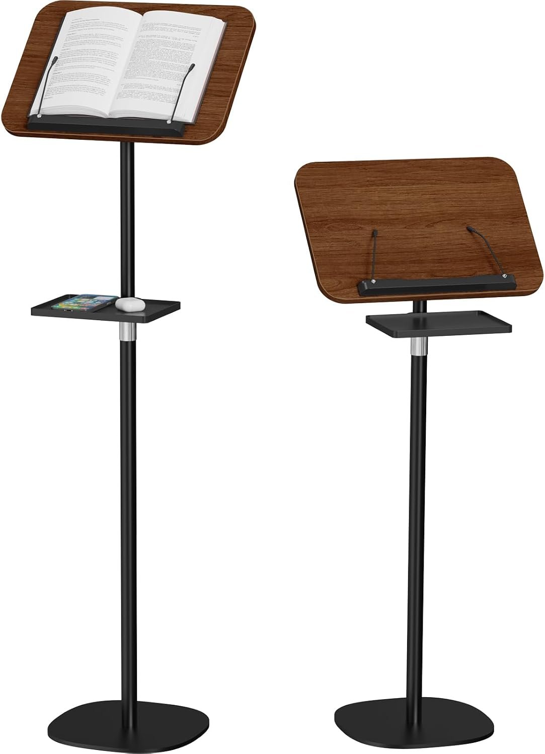 Snughome Floor Book Stand with Removable Tray, Wood Standing Book Stand for Reading, Height Adjustment 21″-51″, Music Stand Cookbook Stand Textbook Stand Laptop Stand Book Holder for Display
