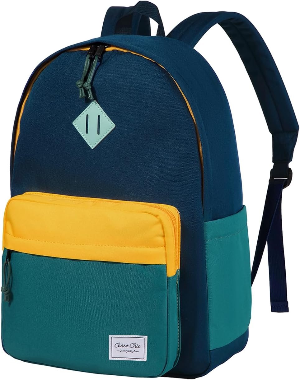 Chase Chic Kids Backpack for Boys – 17 inch School Backpacks for Toddler Girls Fits 6 to 12 Years Old – Lightweight Water Resistant Preschool Bookbag for Travel Daycare (Blue)