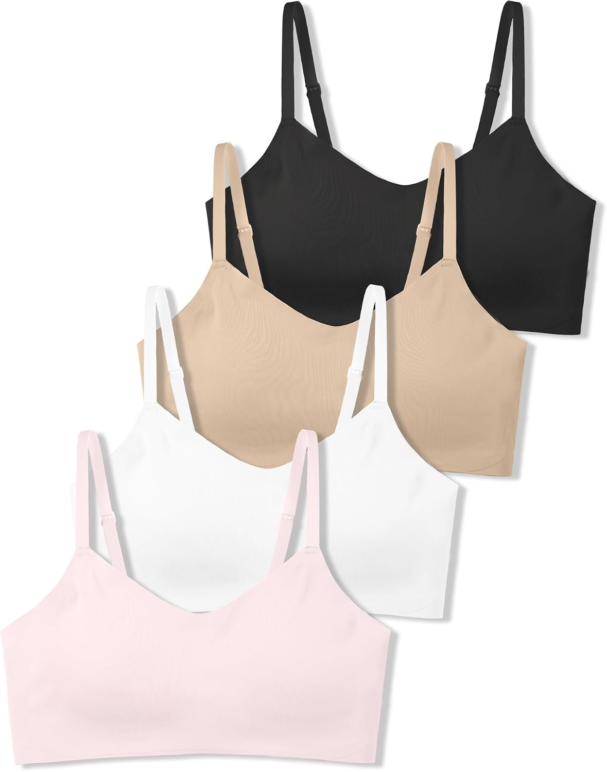SALIA GIRL Soft Fixed Padding Training Bras for Girls 10-14, Seamless-Look | Seamless Cami Sports Bras for Teens, Adjustable Straps, Light Fixed Pads, No-Bulk Fit, No-Show Look, School & Active Days