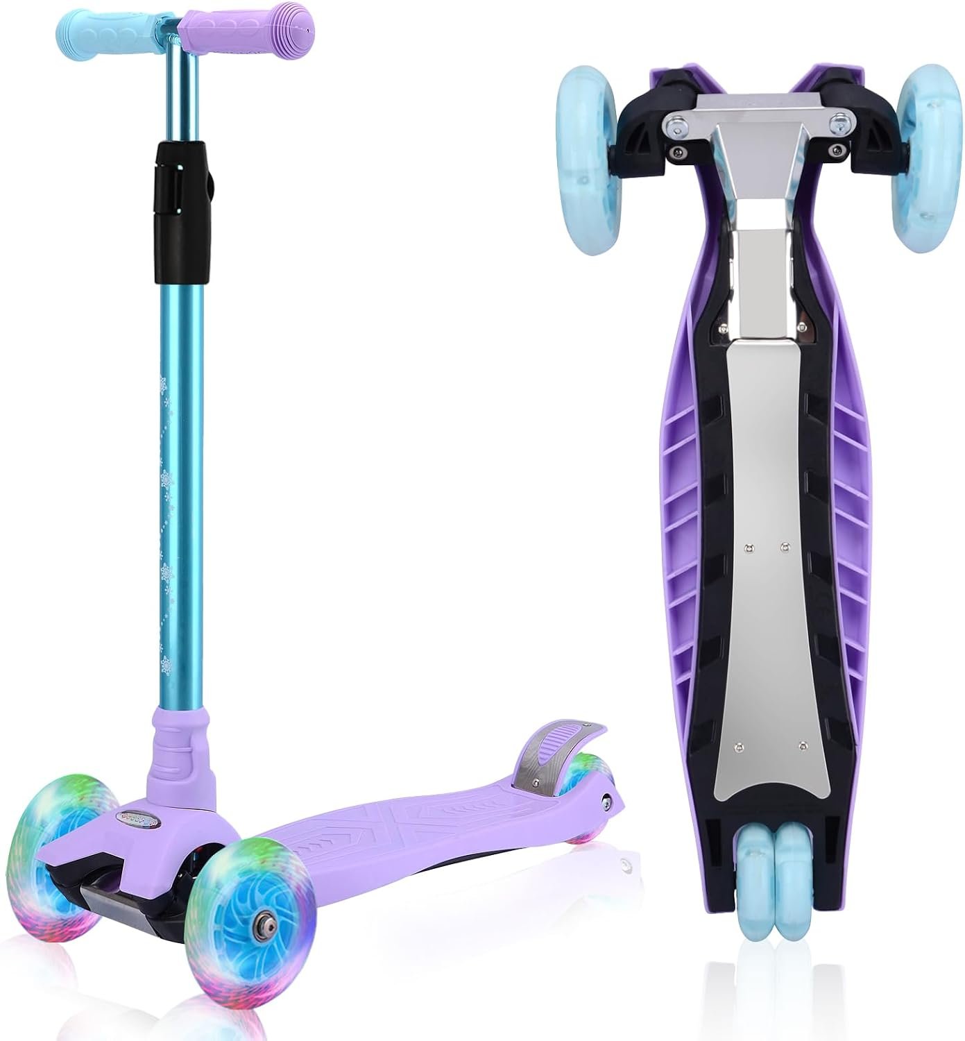 3 Wheel Scooter for Kids Ages 6-12,Kids Scooter with Light Up Wheels, Sturdy Deck Design, and 4 Height Adjustable Suitable for Kid Ages 3-12