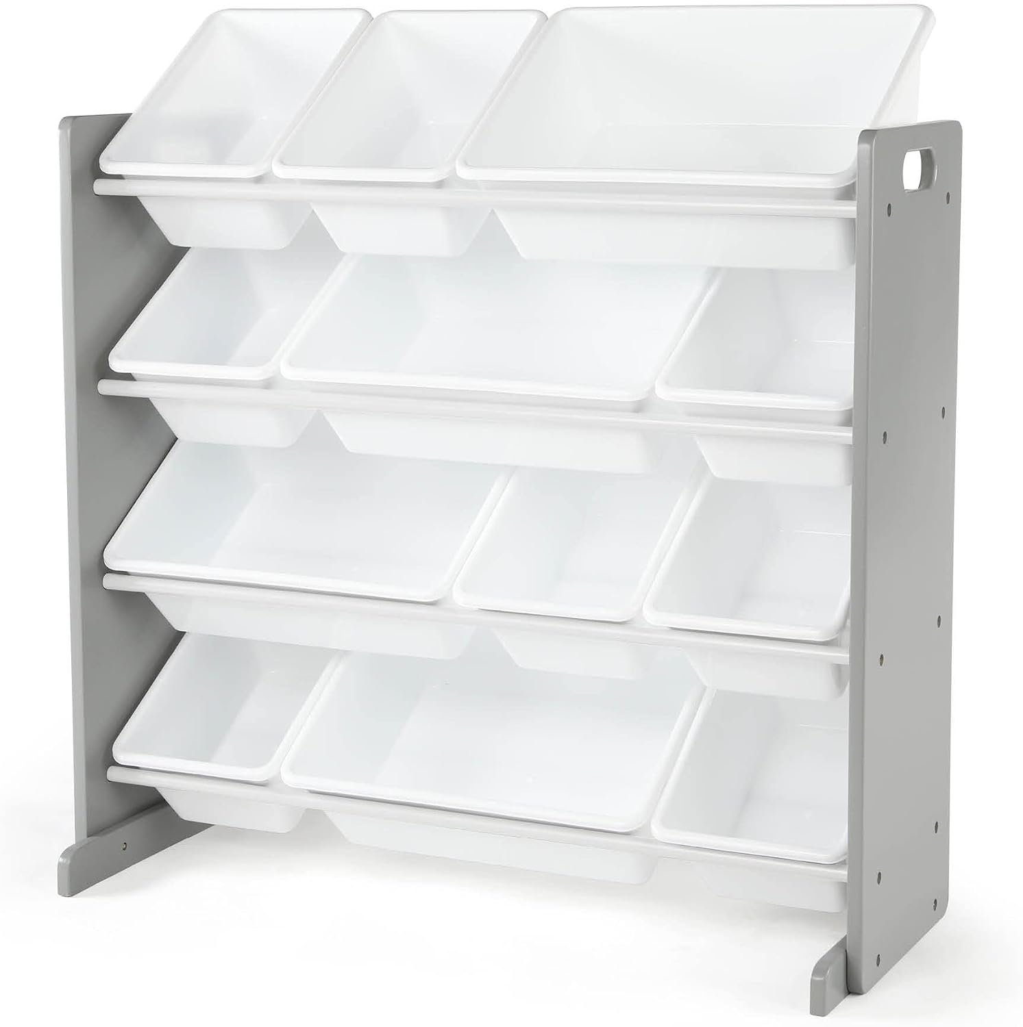 Humble Crew Toy Storage Organizer with 12 Removable Storage Bins for Kids Playroom, 4-Tier Toddler Toy Organization, Grey/White