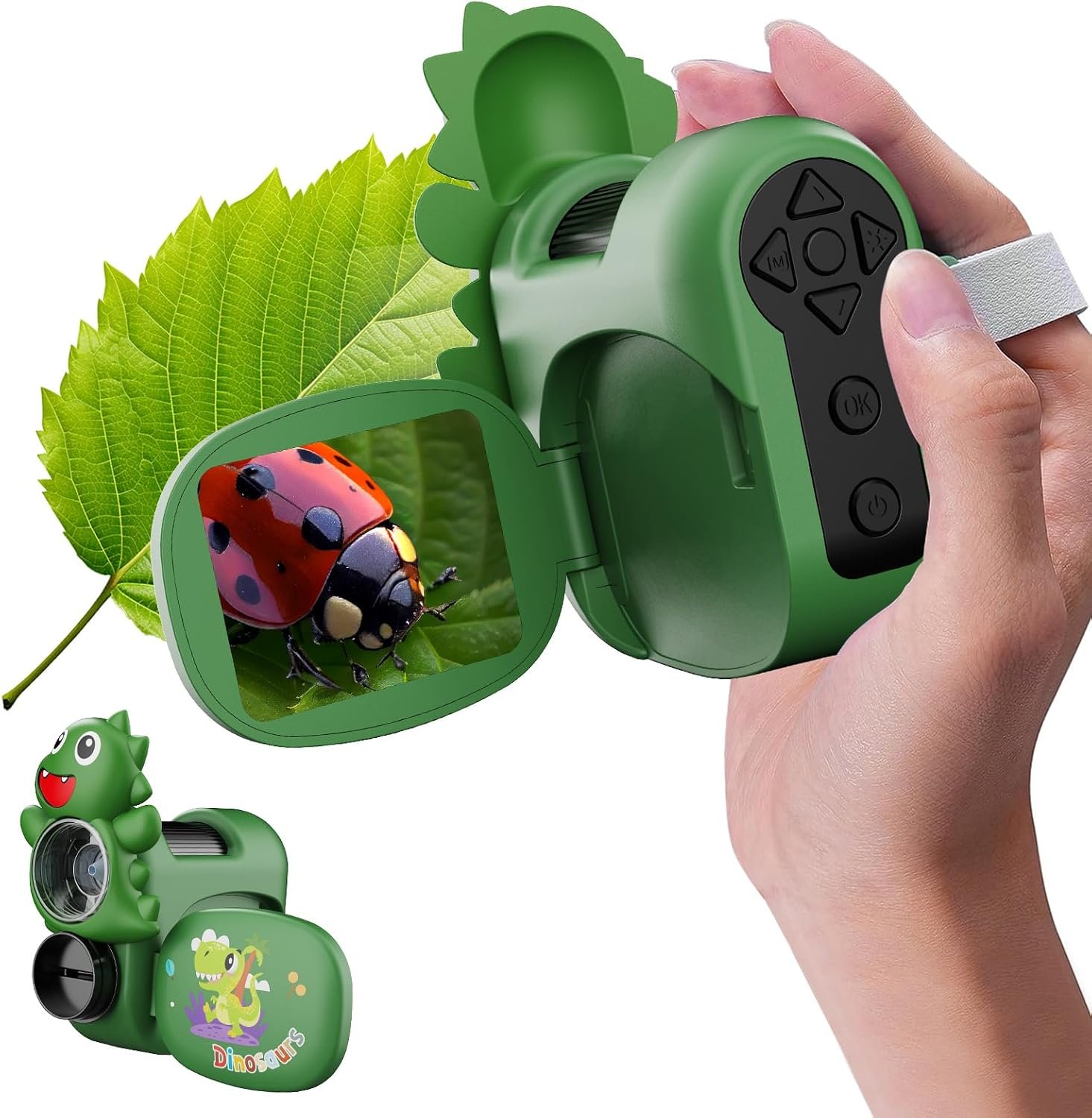 1600X Handheld Microscope for Kids 2″ IPS Screen Kit Mini Pocket Digital Microscopes STEM Science with Slides Photo Video Rechargeable Portable Scope Gift for Ages 6-12 (Green)