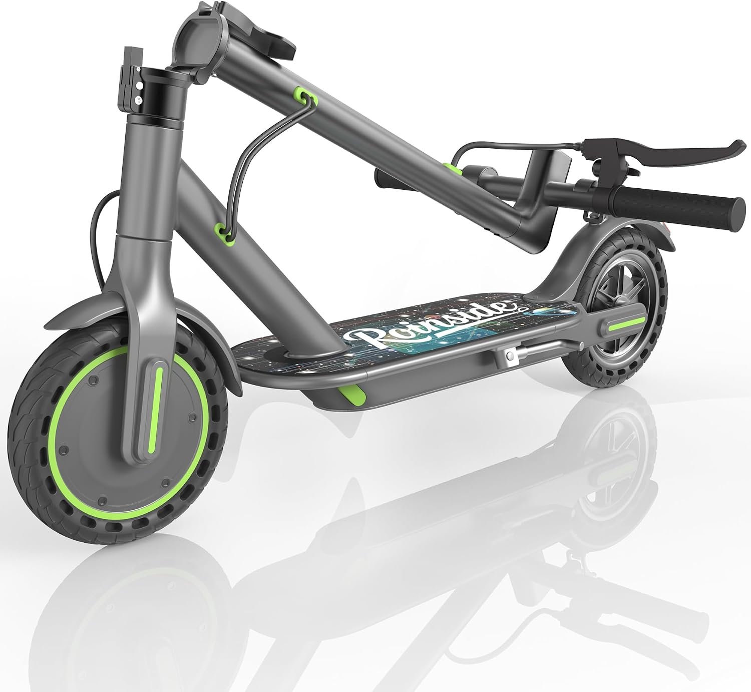 Roinside Scooter for Kids- 8.5″ Solid Tires/350W Motor, 19 MPH Digital Display, up to 12 Miles Long-Range Commuting Folding E-Scooter with Dual Braking System, App