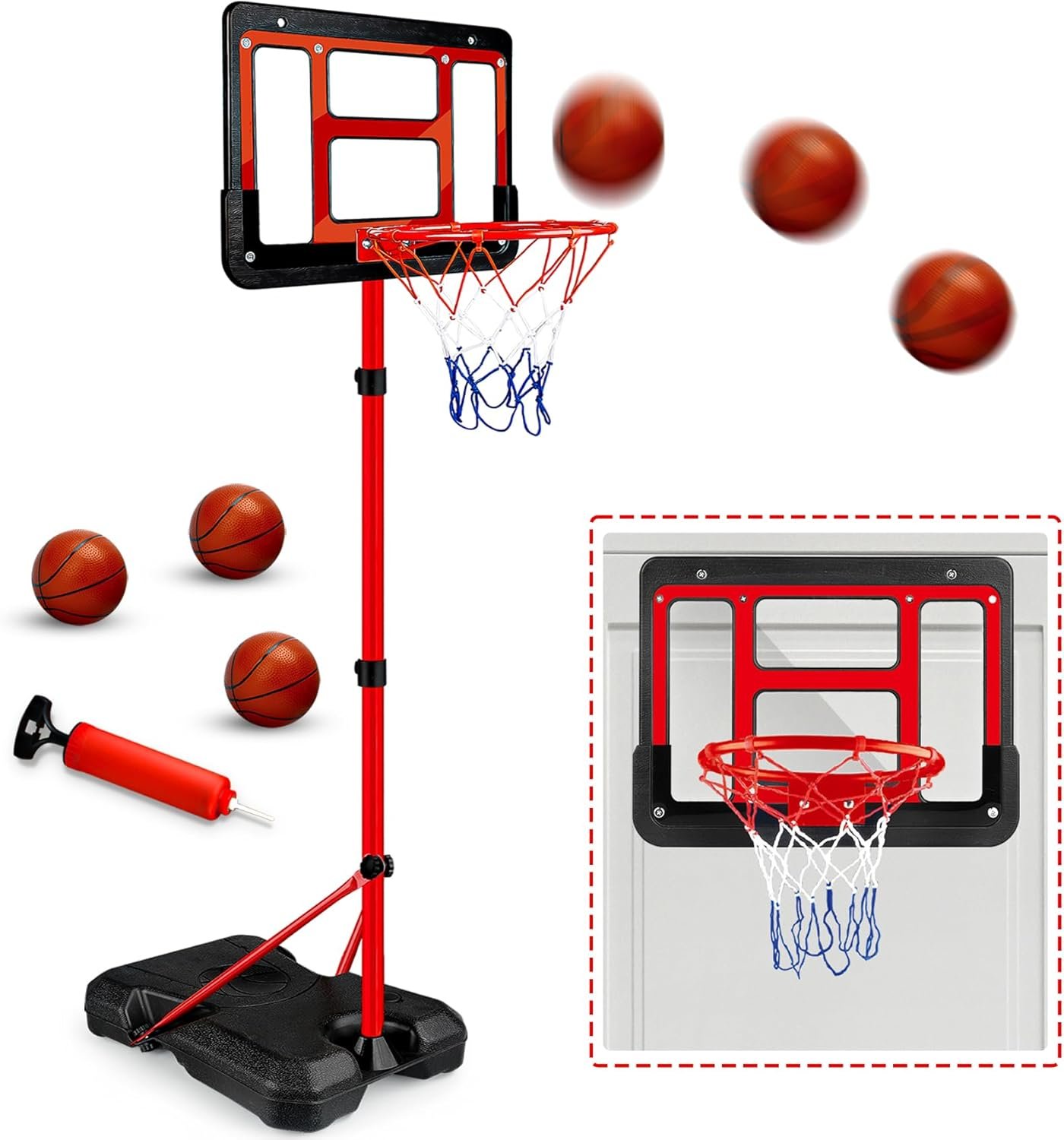 Kids Basketball Hoop, Adjustable Height Toddler Basketball Hoop Indoor Toys | Mini Basketball Set for Outdoor Backyard Sport Game, Christmas Birthday Gifts for Boys Girls Ages 3 4 5 6 7 8 Year Old