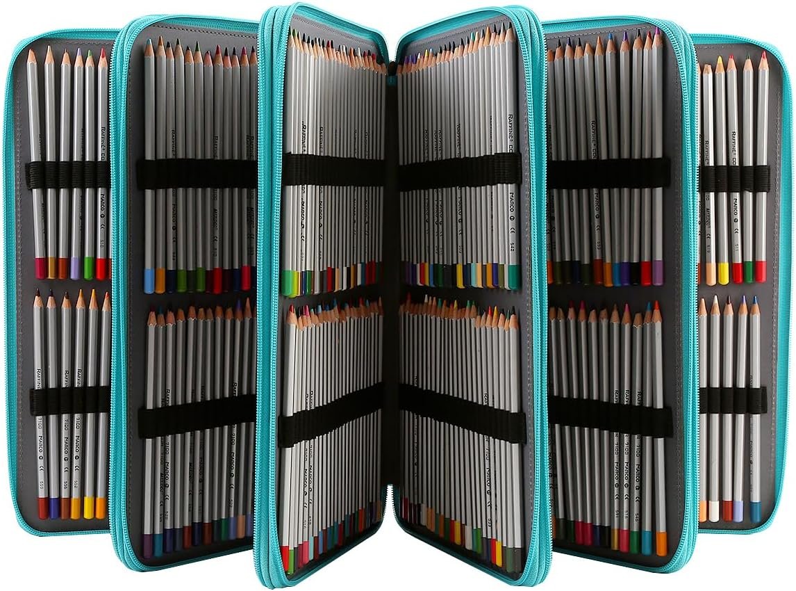 600-Slot Colored Pencil Case, 5-Layer Zipper with Shoulder strap and Handle | Organizer Bag for Pencil Storage Case for Artist Painter Office Sketch Travel Supplies