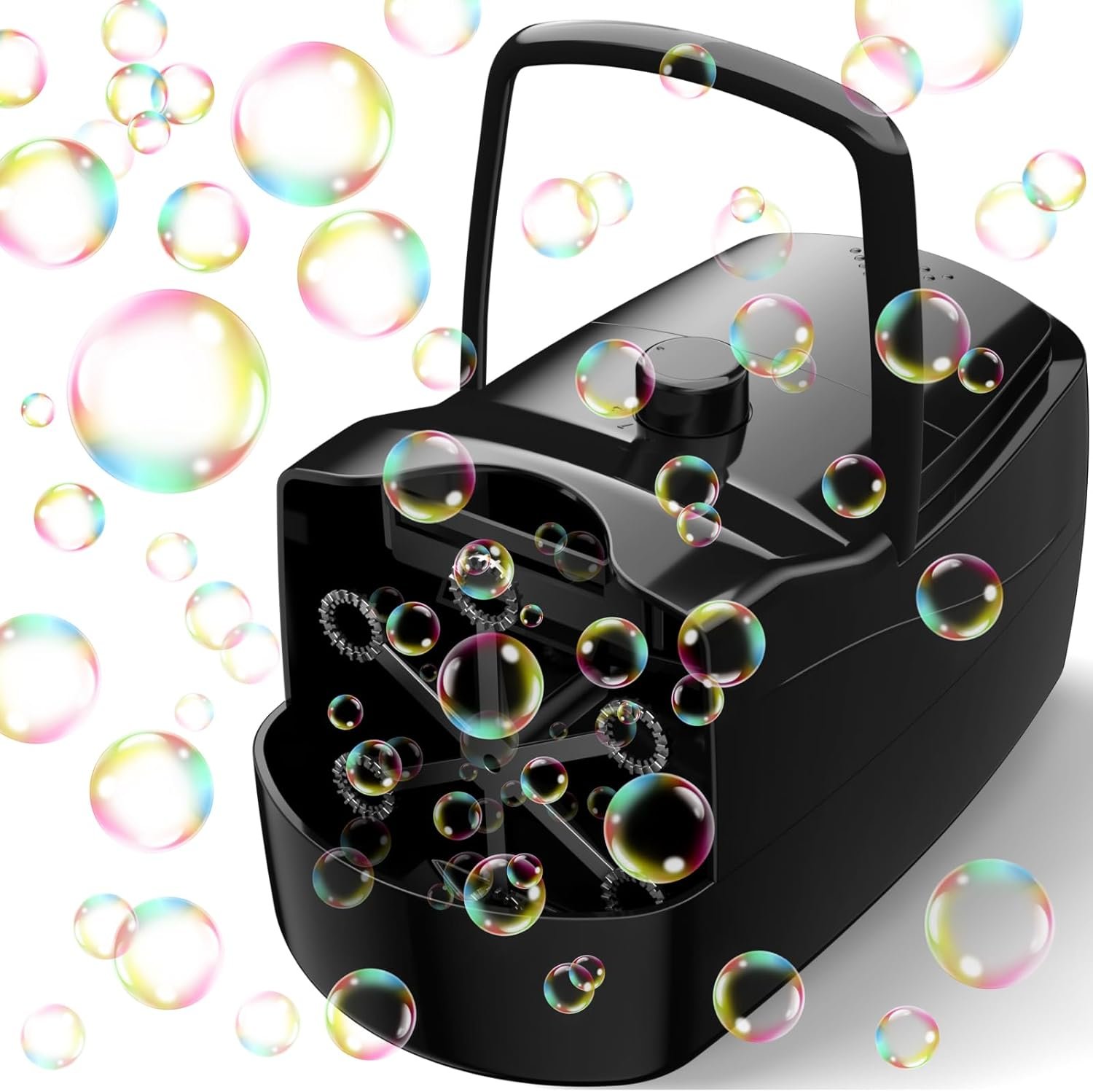 Bubble Machine, Automatic Bubble Blower Maker for Kids or Parties (Black) | High-Output 18,000 Bubbles Per Min, 2 Output Levels, Battery Operated or Plug in, for Outdoor/Indoor Party or Wedding Event