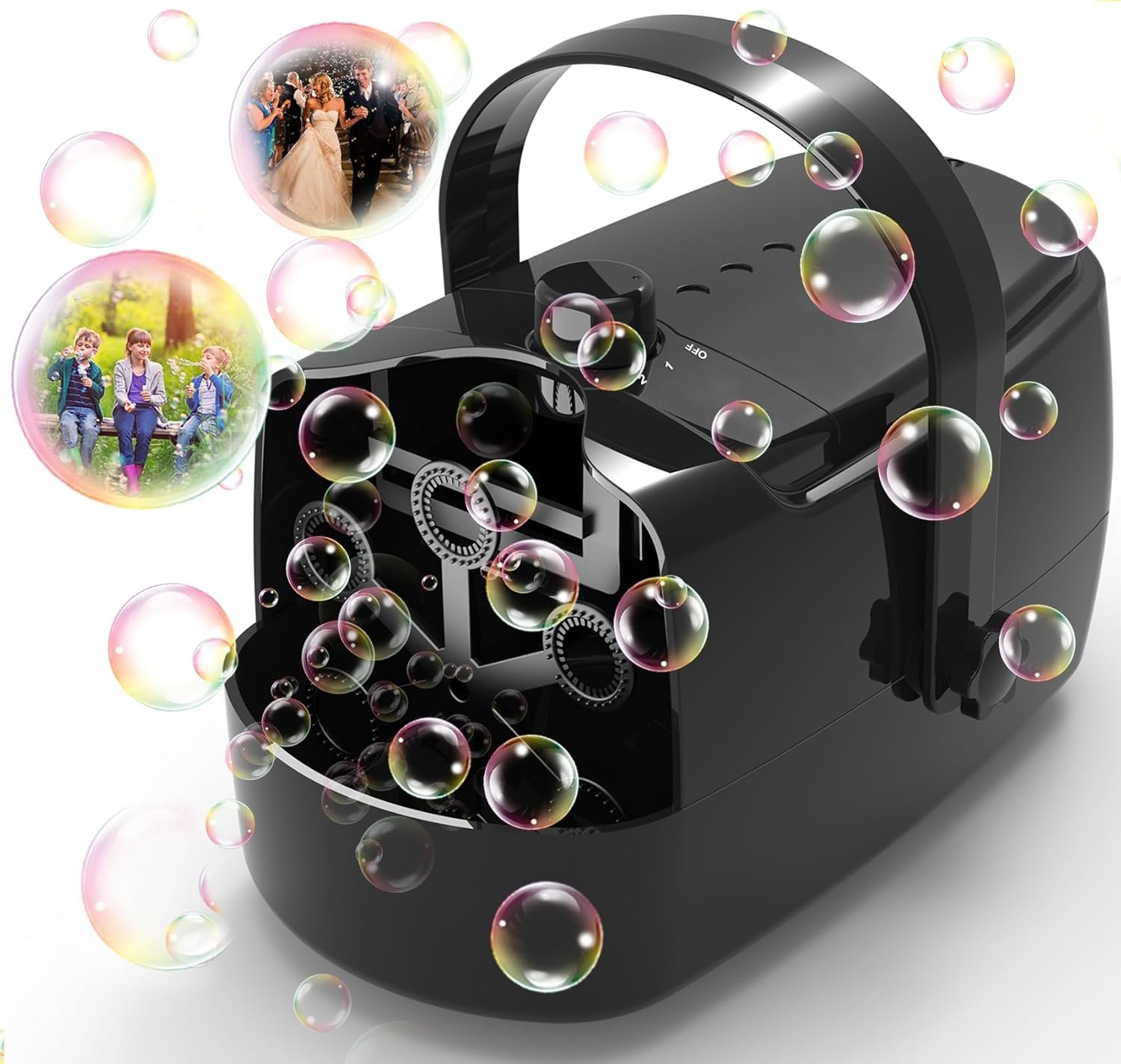 Durable Bubble Machine for Party: 3 Power Modes for Non-Stop Fun – 18000+ Bubbles Per Minute High Output 30 Mins Bubbles per Refill – Kids Safe Auto-Stop for Outdoor Backyard Birthday