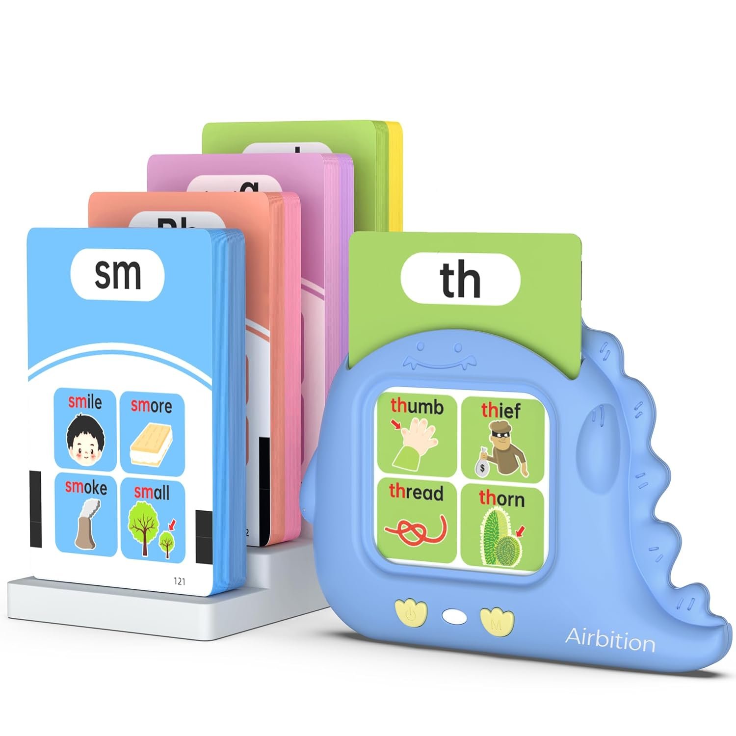 Phonics Talking Flash Cards for Toddlers 3-8, Airbition Learn to Read in 20 Stages, Digraphs CVC Blends Long Vowel Sounds Spelling Reading,Kindergarten First Second Grade Homeschool Educational Study