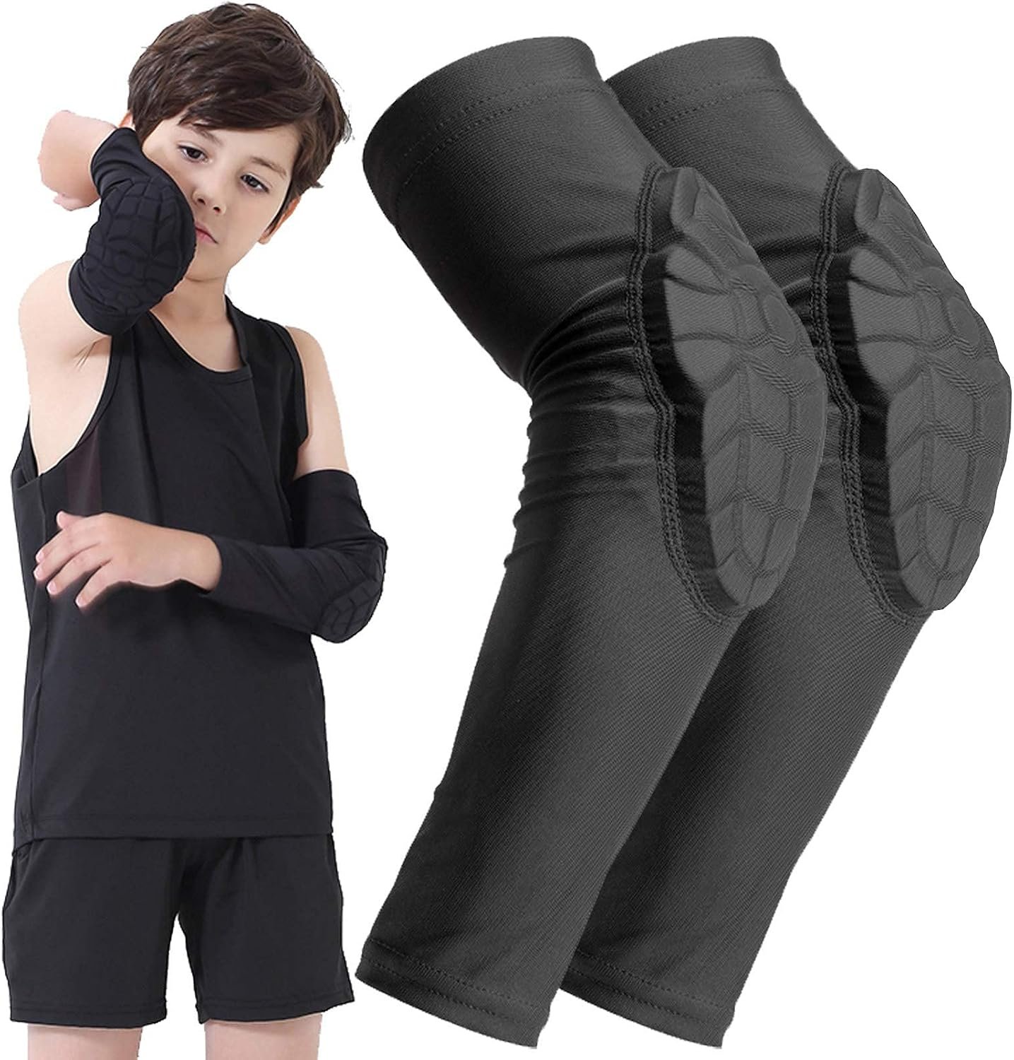 Kids Youth 5-15 Years Padded Arm Knee Sleeve Compression Leg Protective