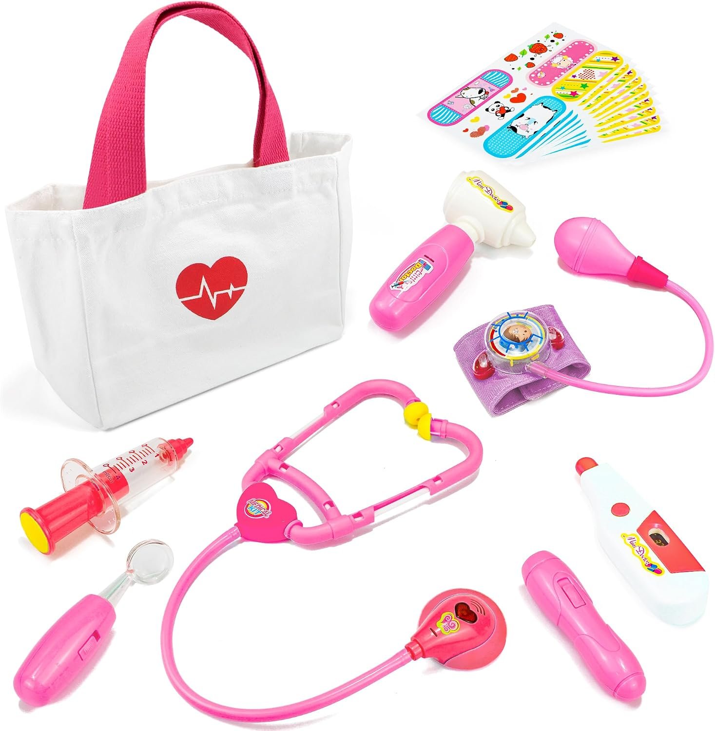 Liberry Doctor Kit Toys for Toddlers 3 4 5 Years with Light & Sound, Pink | Smooth Edges, Durable Plastic, Portable Medical Bag, Pretend Stethoscope, Educational Role Play, Birthday Gift for Girls