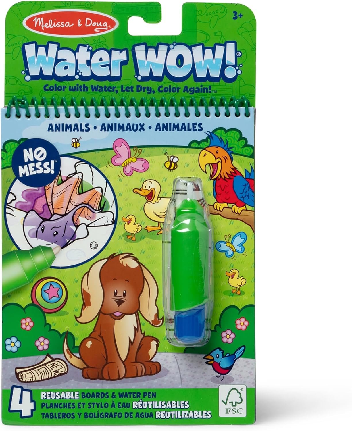 Melissa & Doug On the Go Water Wow! Mess Free Coloring Book, Reusable Water-Reveal Activity Pad, Animals, Travel Toys, Party Favors, For Toddlers & Kids Ages 3+ – FSC Certified