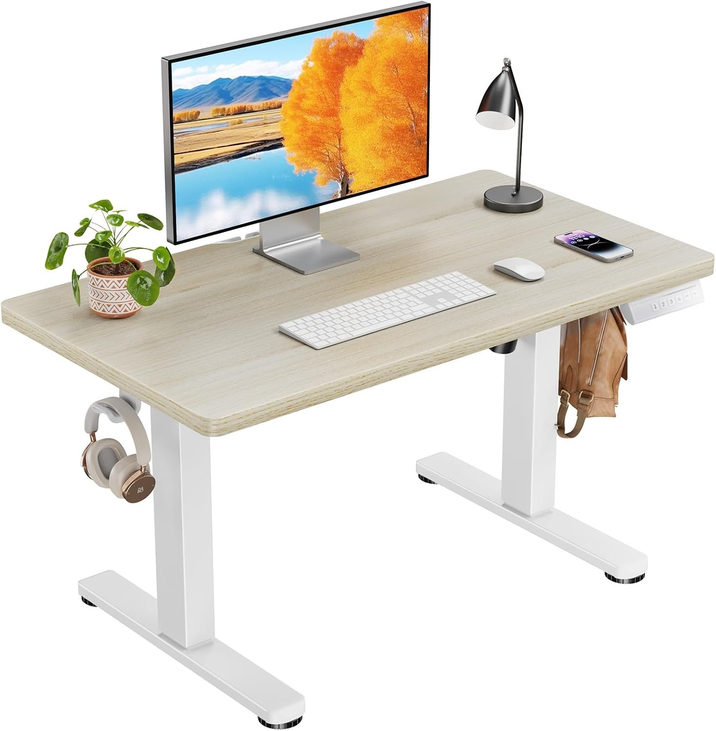 ErGear 35 X 20 Inch Low Height Electric Standing Desk for Kids, Natural | 18.9–28.3 Inch Height Range, 4 Memory Presets, 176 lbs Capacity, Cable Management, Storage Hook, Monitor Mount Ready