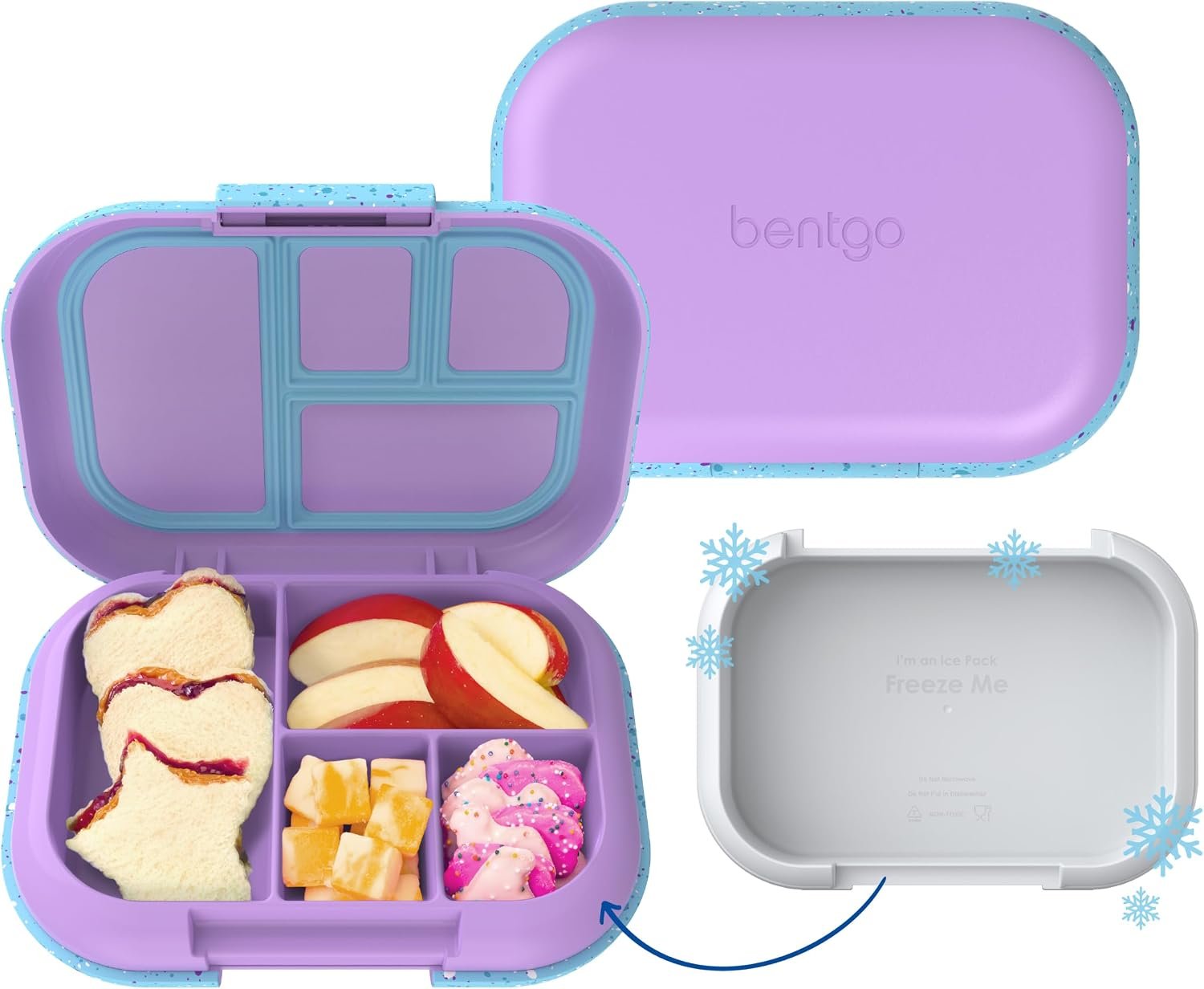 Bentgo Chill Kids 4-Compartment Bento Box Leakproof Lunch Box | Built-In Ice Pack, 3.3 Cup Capacity, BPA-Free, Microwave & Dishwasher Safe Tray, Ideal for Ages 3–7 (Vivid Orchid)
