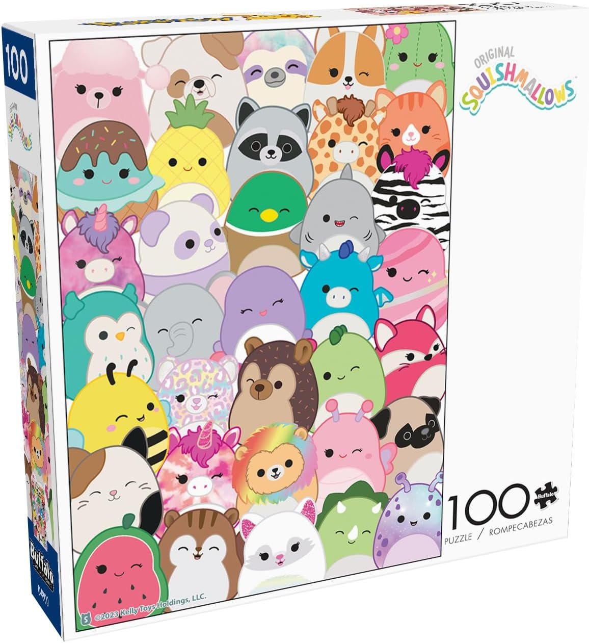 Buffalo Games – 100 Piece Squishmallows Jigsaw Puzzle for Kids Ages 6-8 | Officially Squishmallow Licensed, Made in the USA, Recycled Board, 15 in x 11 in, Includes Poster, Giftable