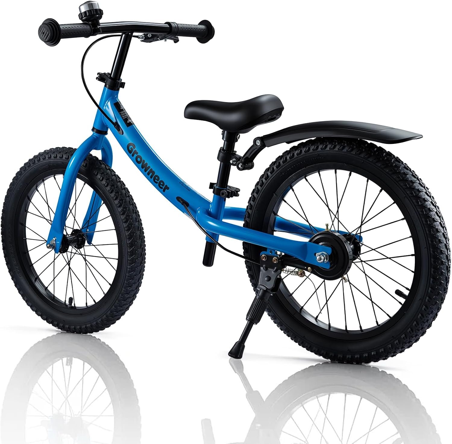 GROWNEER 16″ Kids Balance Bike for 4-8 Year Old Boys Girls, Lightweight High Carbon Steel Frame, Adjustable Padded Seat & Handlebars, Rear Brake, All-Terrain, Blue