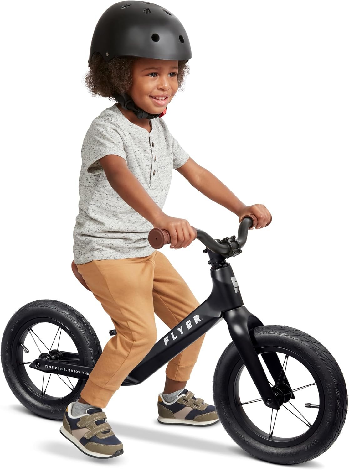Radio Flyer Ultra Lite Balance Bike, for Kids Ages 1.5-5, Black, Footrest | Kid & Toddler Balance Bikes, Pedal Free for Quick Learning, Lightweight Frame, Rubber Air Tires, Tool-Free Adjustable Seat