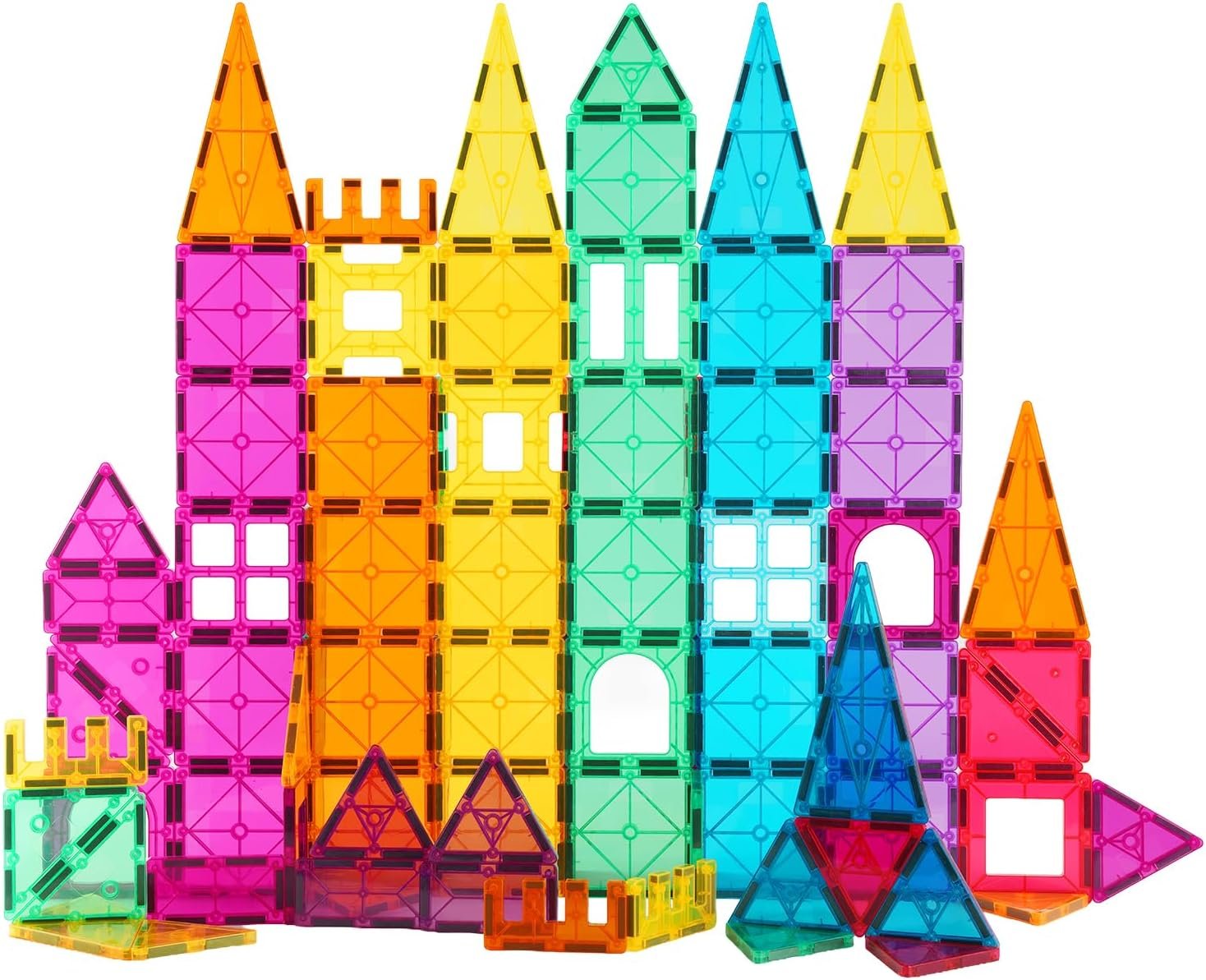 STEM Magnetic Tiles 70PCS Educational Toys for Kids Ages 3-8, Montessori Sensory Magnet Blocks for Toddlers, Classroom & Home Construction Kit