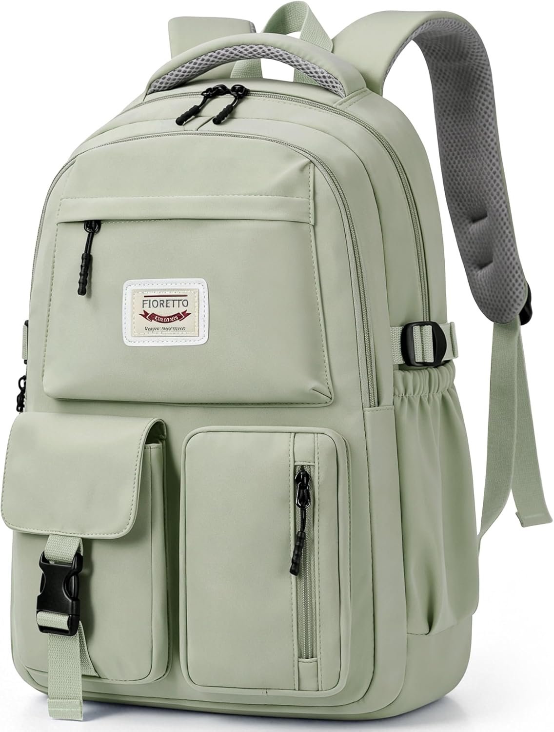 FIORETTO School Backpack for Teen Girls & Women with Compartment, Lightweight School Bag Bookbag with Multiple Pockets, Ideal for Middle High School, College, Travel, Green 25L