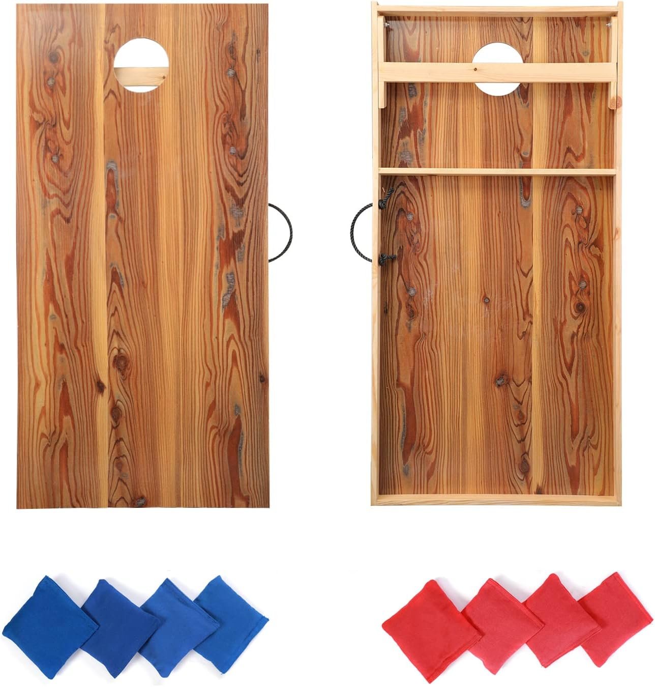 Solid Wood Premium Cornhole Game Set, Bean Bag Toss Game for Tailgate, Outdoor, Backyard – Professional Portable Cornhole Boards & Set of 8 Cornhole Bean Bags (Junior, Tailgate, Regulation Size)
