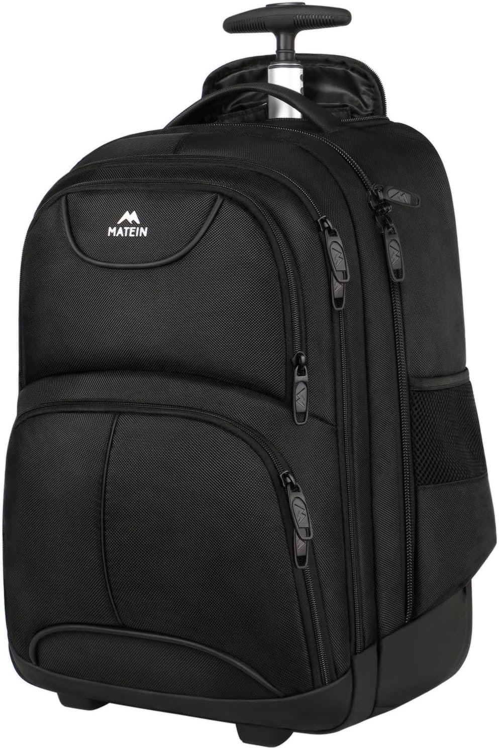 MATEIN Rolling Backpack, 17 inch Water Resistant Wheeled Laptop Backpack | Carry on Luggage Business Bag, Large Capacity, Overnight College Computer Bag, Trolley Suitcase for Men Women, Travel, Black