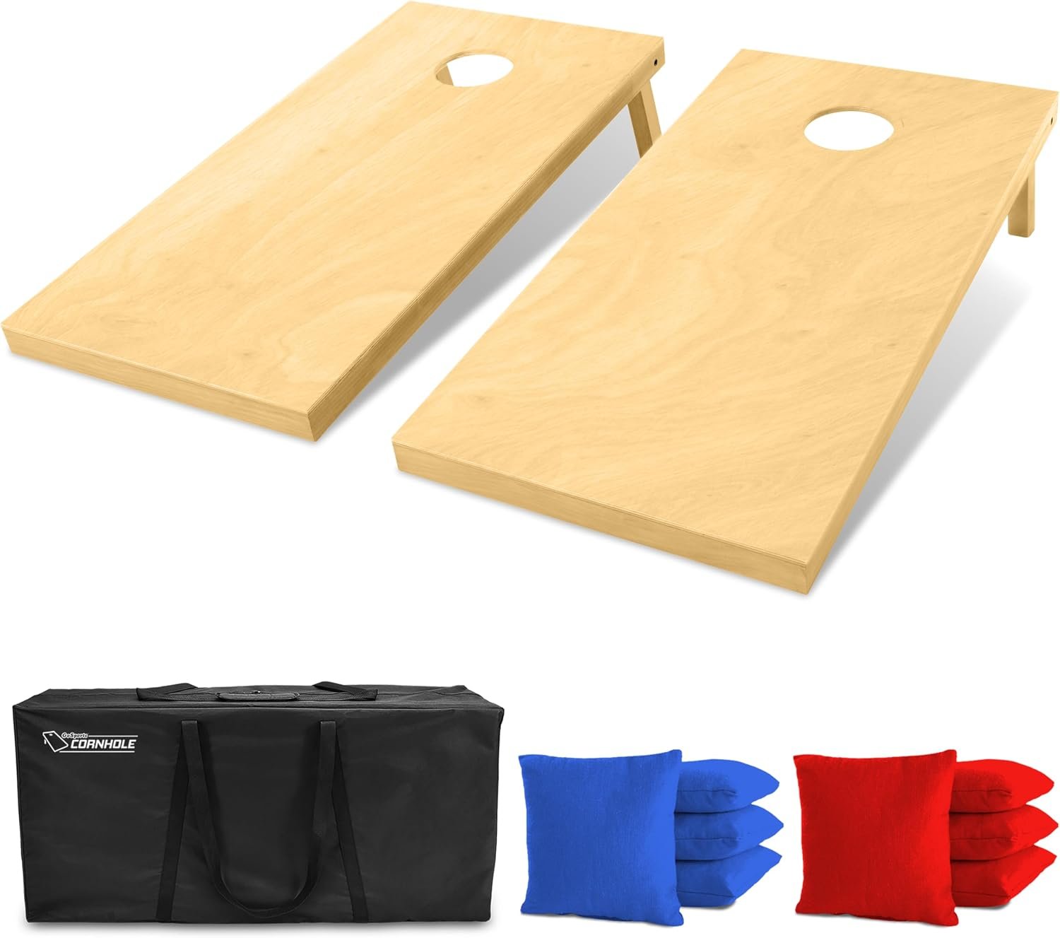GoSports Solid Wood Premium Cornhole Sets – Choose 4 x 2 ft or 3 x 2 ft – Game Boards Include Set of 8 Cornhole Toss Bags
