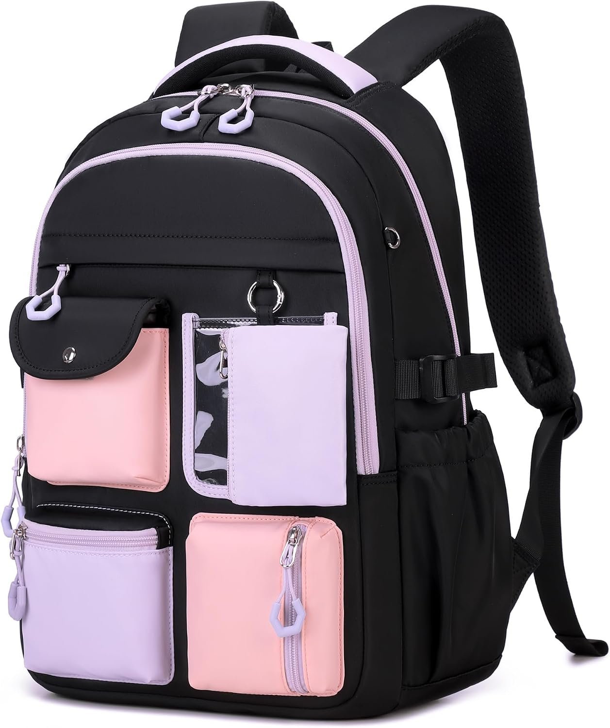Kids Backpack, Backpack for Girls for Elementary School Multiple Pockets Ages 6-10(Black)