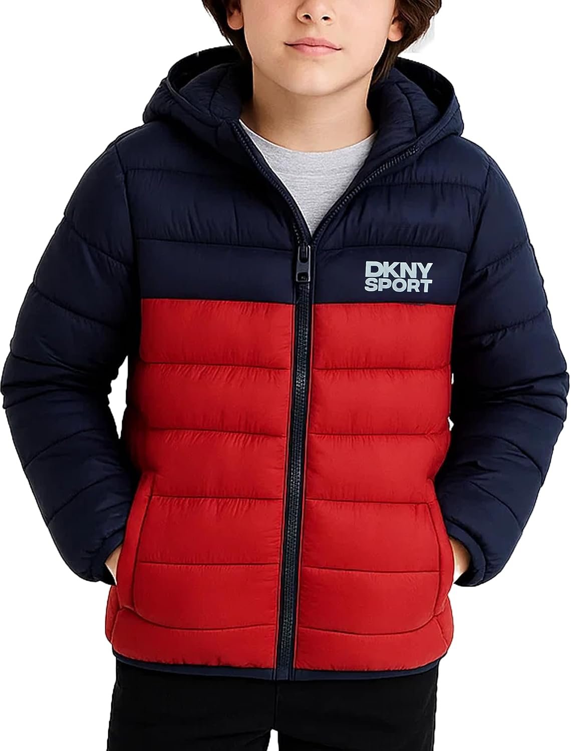 DKNY Boys Winter Jacket, Midweight Puffer Coat, Weather Resistant, Hooded | Insulated Bubble Warmth, Weather Resistant Shell, Cozy Attached Hood and Zip Pockets for Everyday and Cold Weather