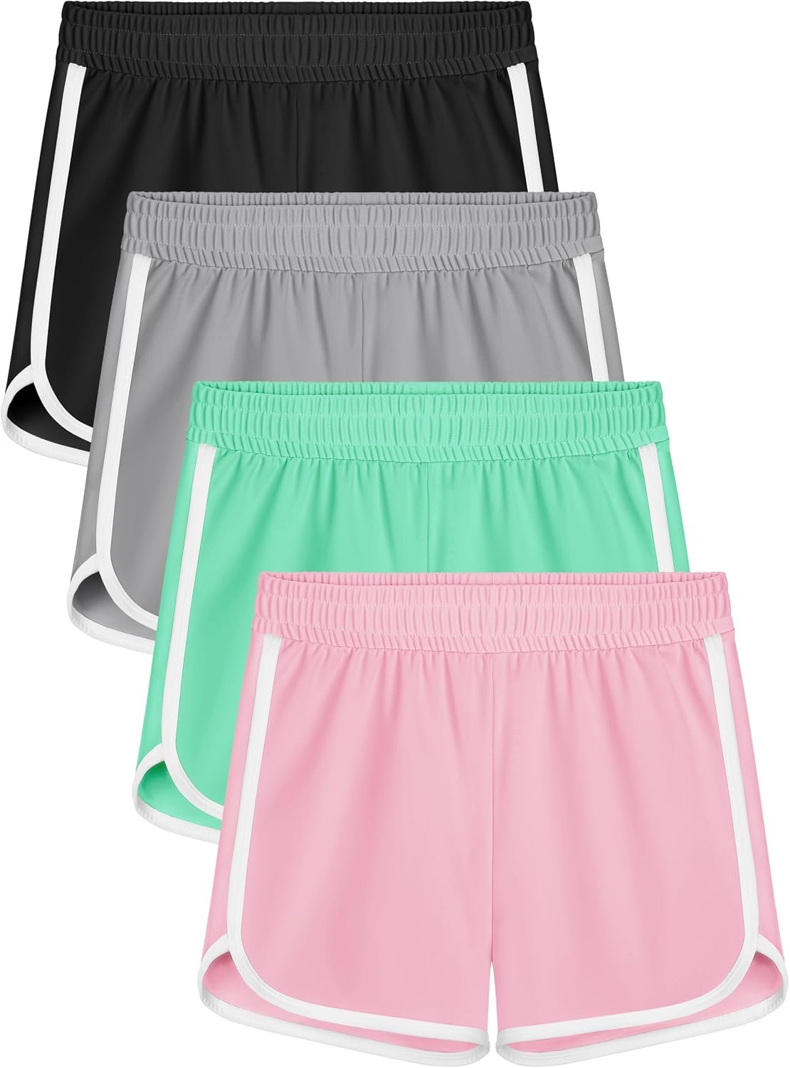 Resinta 4 Packs Girls Soccer Shorts Toddler Girls Athletic Shorts Quick Dry Workout Dolphin Kids Active Shorts