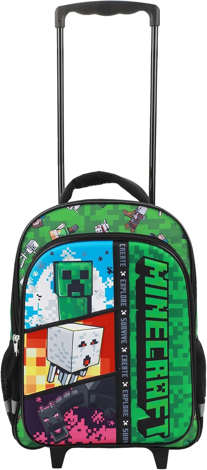Bioworld Minecraft Rolling 16″ Backpack with Adjustable Handle