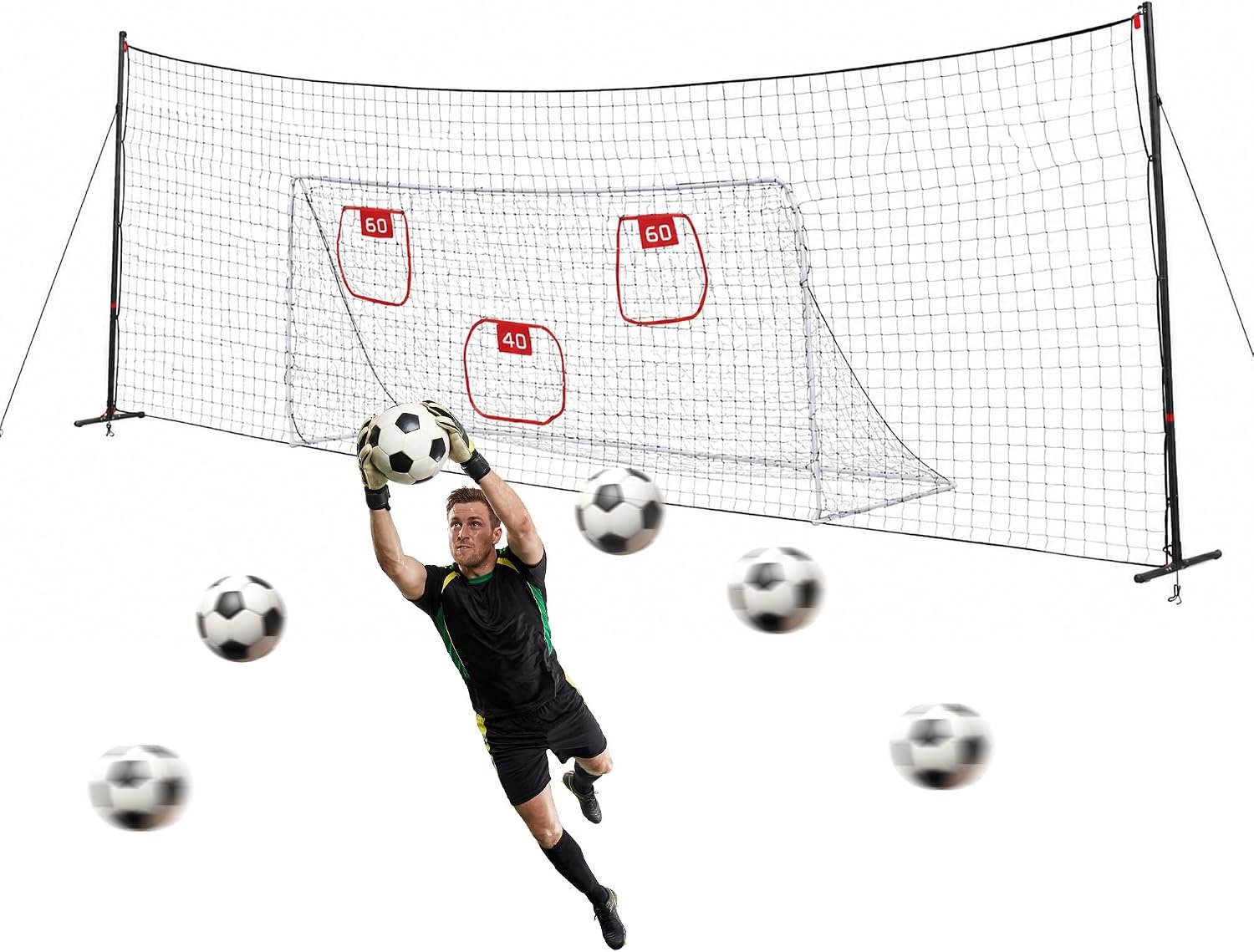MABOZOO 4-in-1 Soccer Training Rebounder with Goal, Backstop Net for Kids | Soccer Training Net, Backyard Soccer Goal for Volley, Shooting, Passing & Ball Control Training