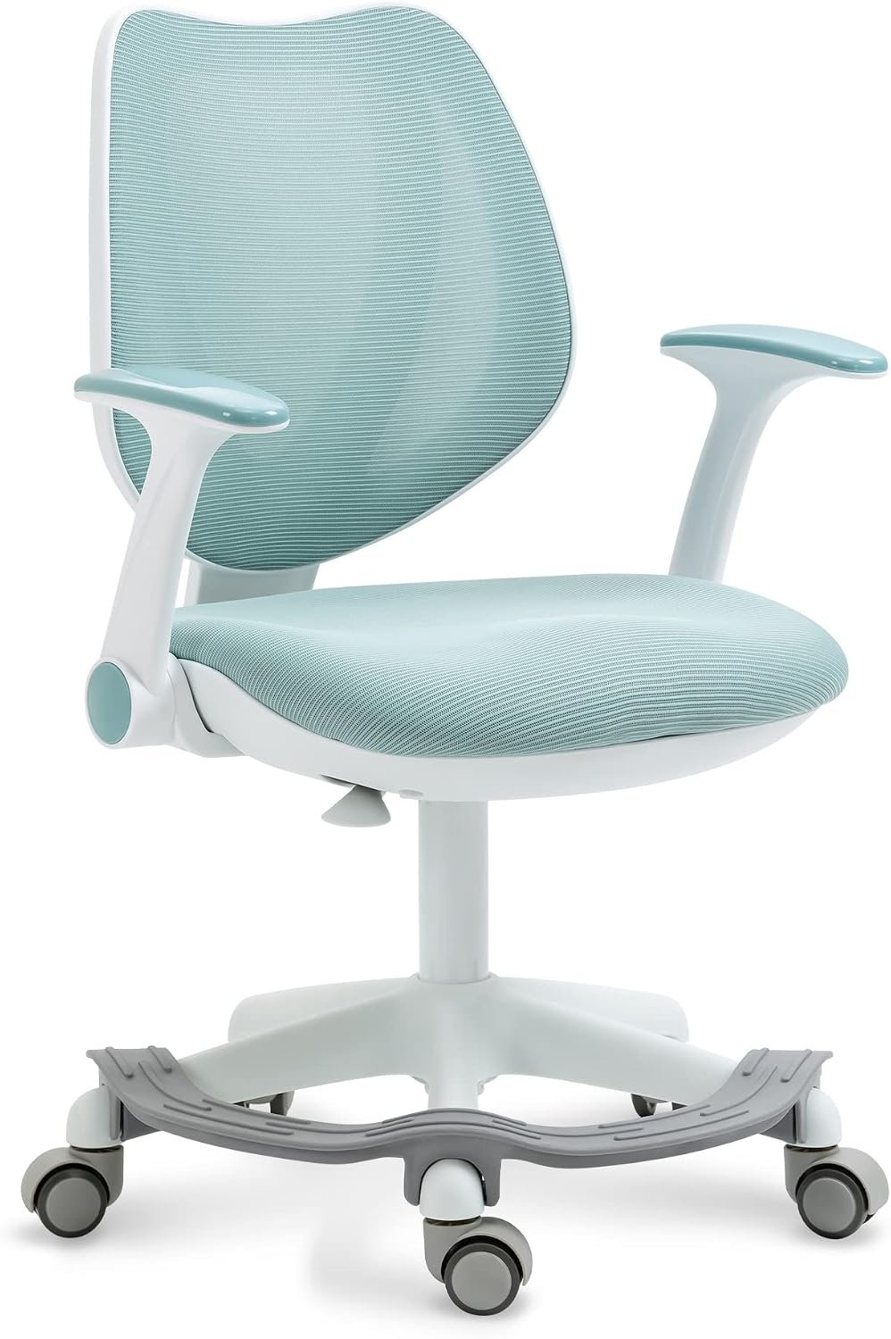 Kids Desk Chair, Computer Chairs with Armrest and Footrest for Boys Girls Cute Mesh Ergonomic with Adjustable Height Swivel Safe Sit-Locking Casters Blue