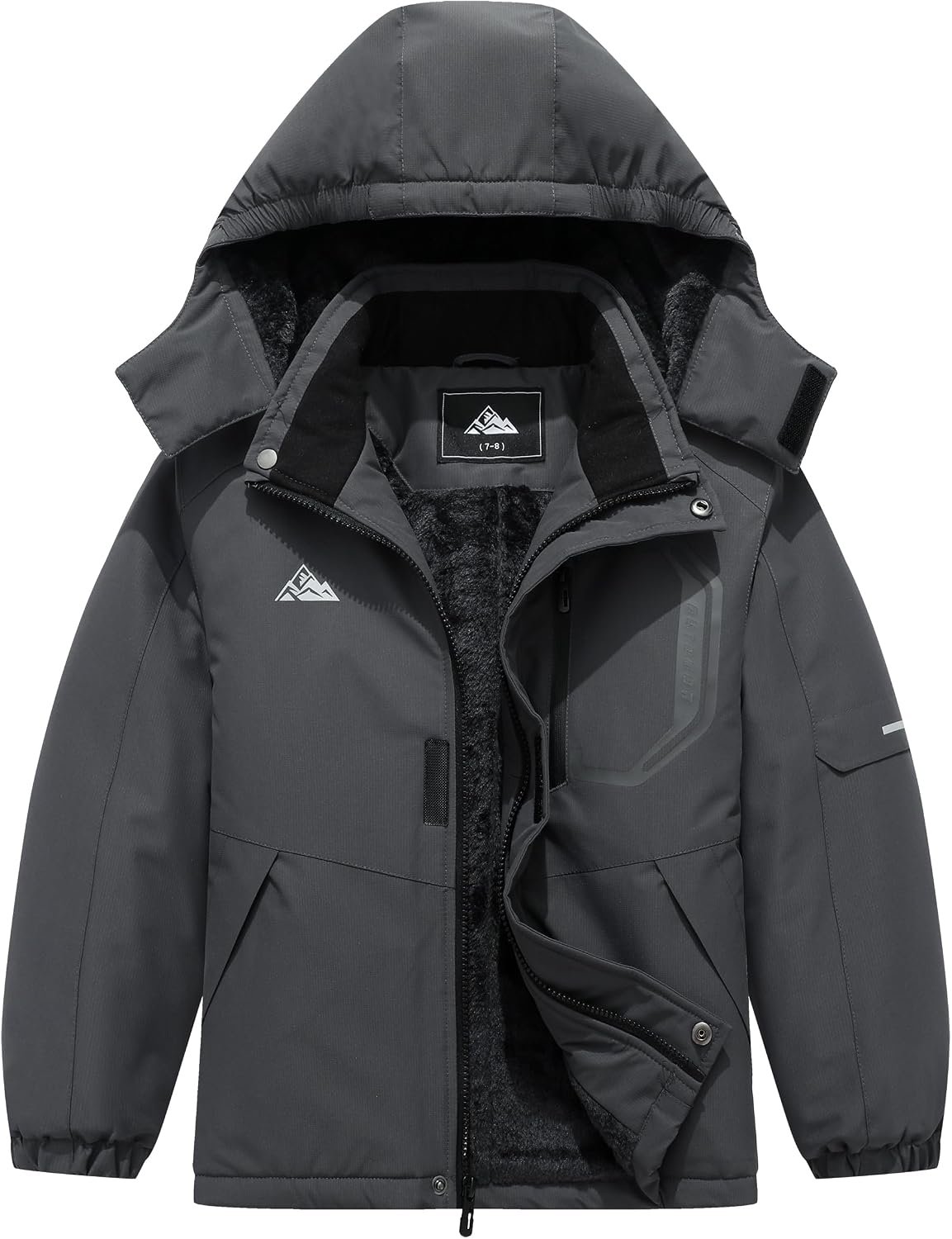 Kids Boy’s Winter Waterproof Ski Jacket,Thick Snow Coat with Detachable Hood Warmth Windproof Snowboard Jackets