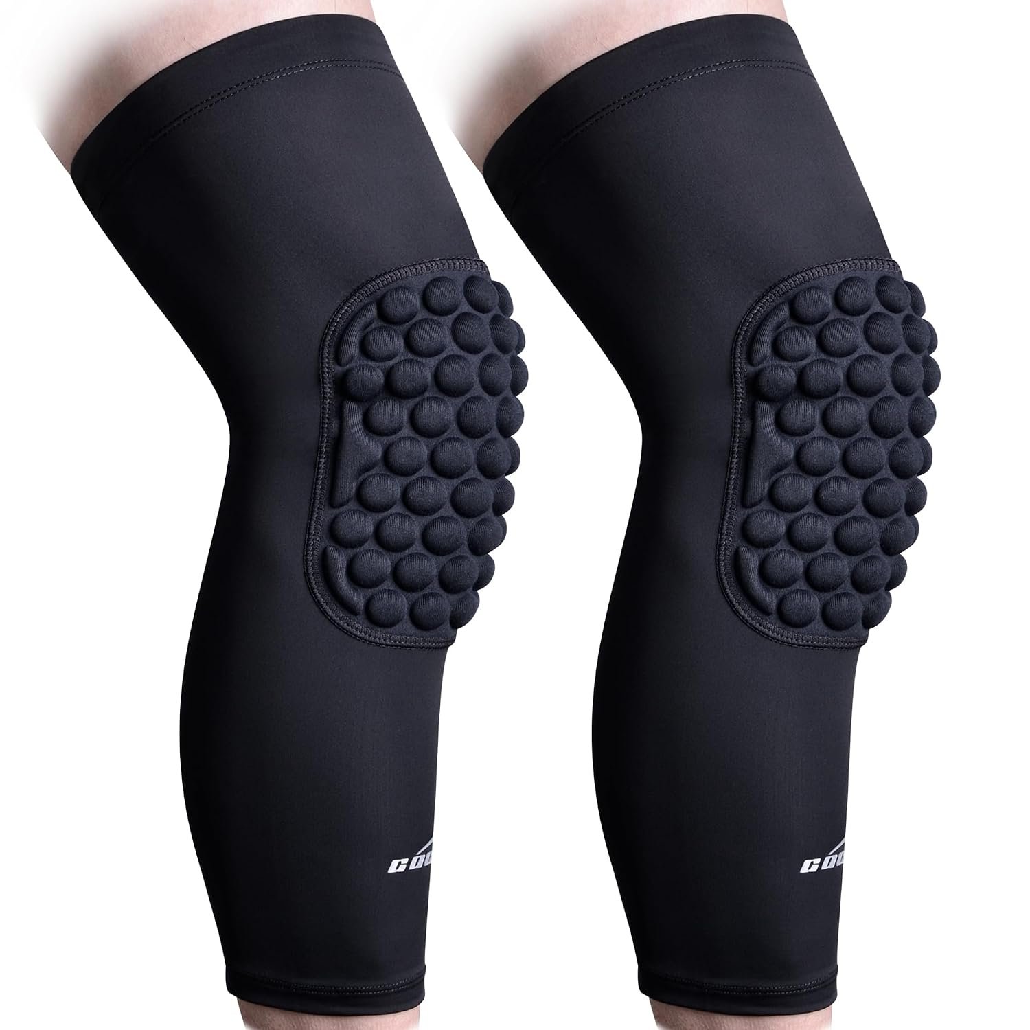 COOLOMG Basketball Knee Pads Youth Kids Adult Football Protective Padded Knee Compression Sleeves Black S