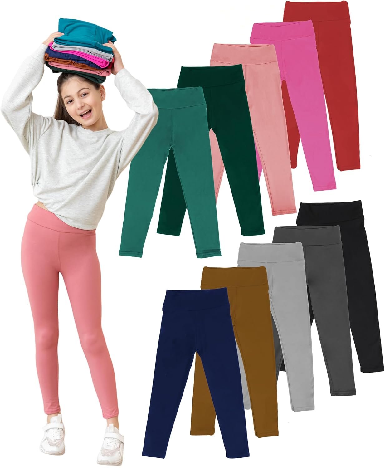 Girls Prints Leggings High Waist Tie Dye Toddlers’ Fashion Leggings Size 4-11Y,Stretchy Tight Pants, Multipacks